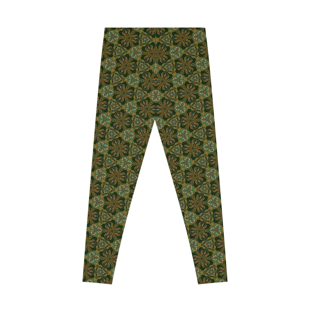 Green Mosaic Pattern Leggings — Geometric AOP Yoga Leggings #L1