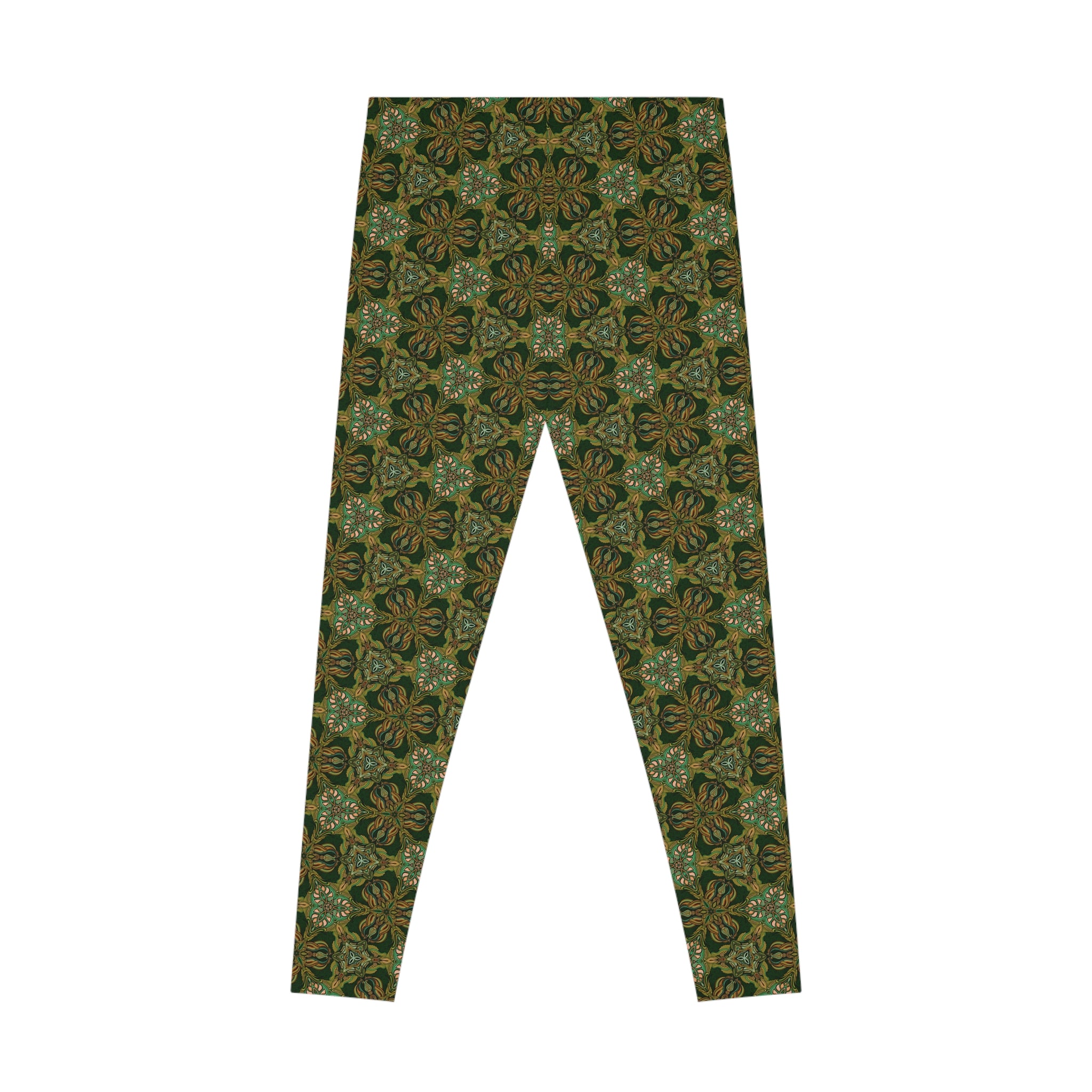 Green Mosaic Pattern Leggings — Geometric AOP Yoga Leggings #L1