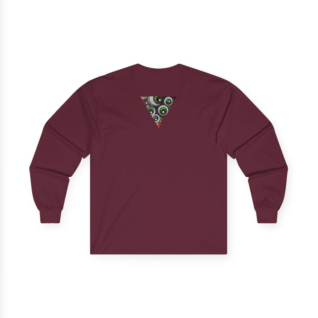 Triangle Camo Graphic Long Sleeve Tee — Minimal Military-Inspired Chest Print #k646&