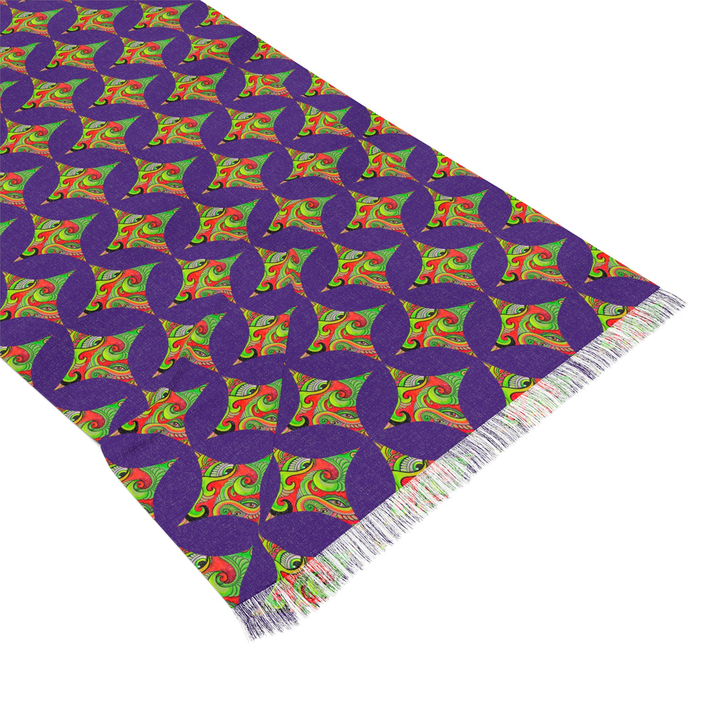 Light Scarf - Purple Geometric Floral Pattern Lightweight Scarf #f9987654