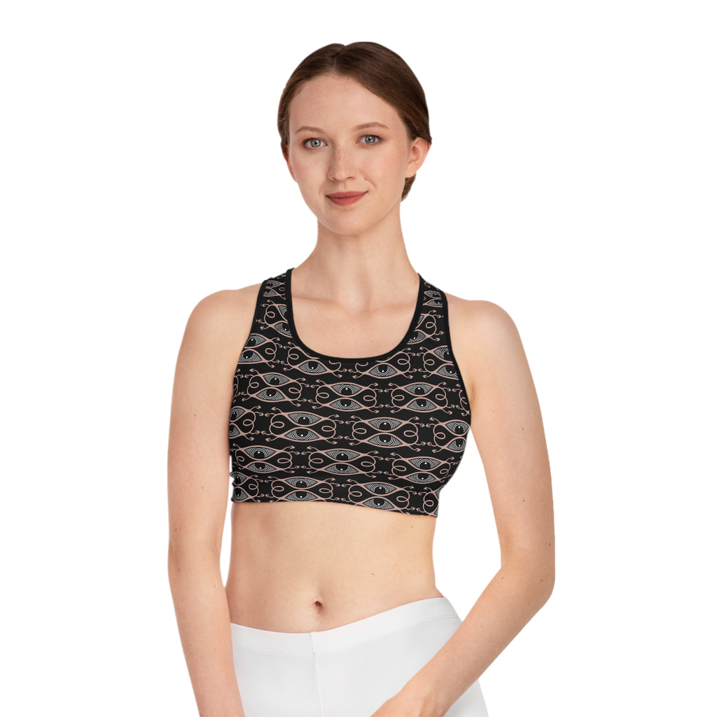 Mystic Eye Pattern Sports Bra — All-Over Print Athletic Crop Top #k9764570