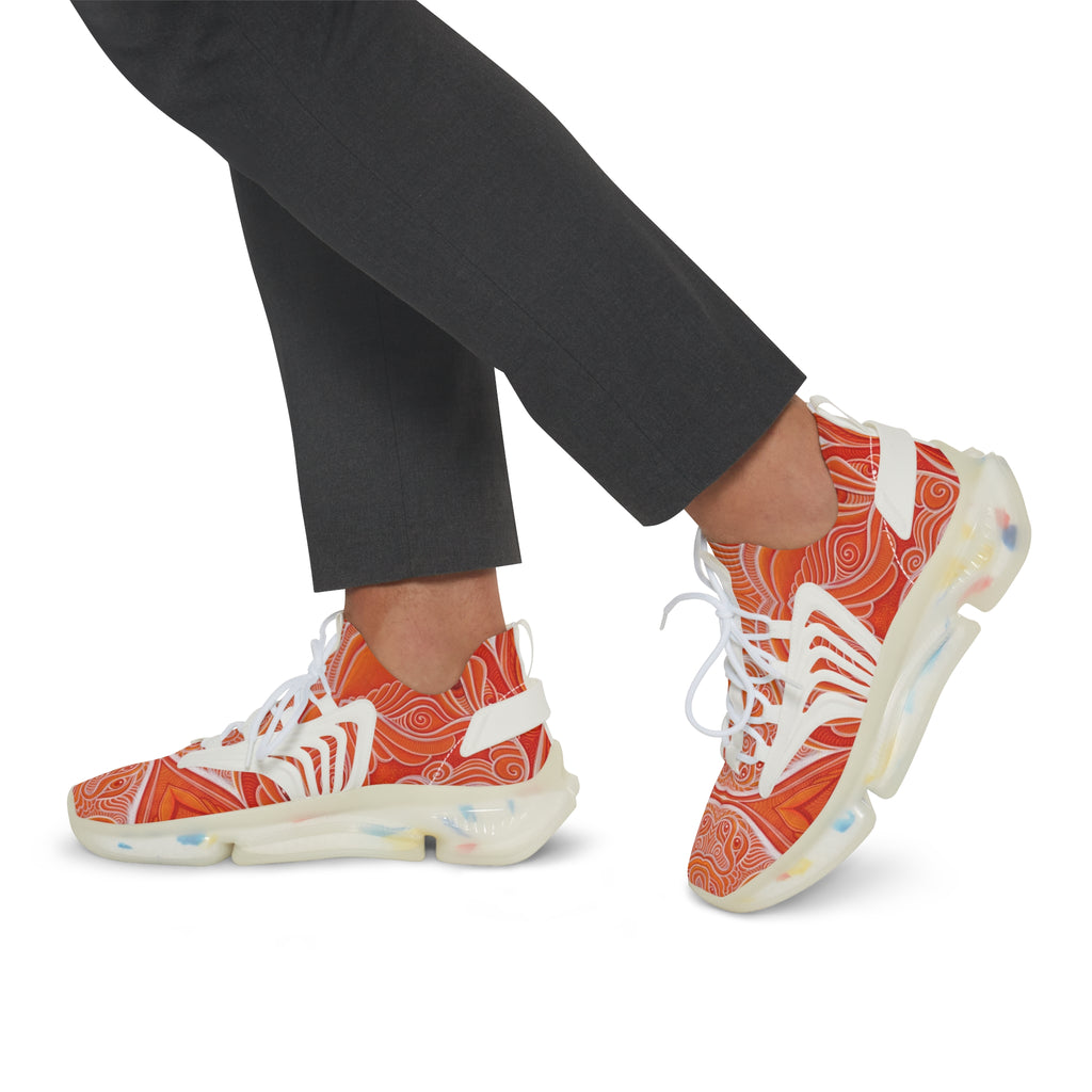 Men's Orange Swirl Mesh Sneakers – Lightweight Athletic Shoes #h974689