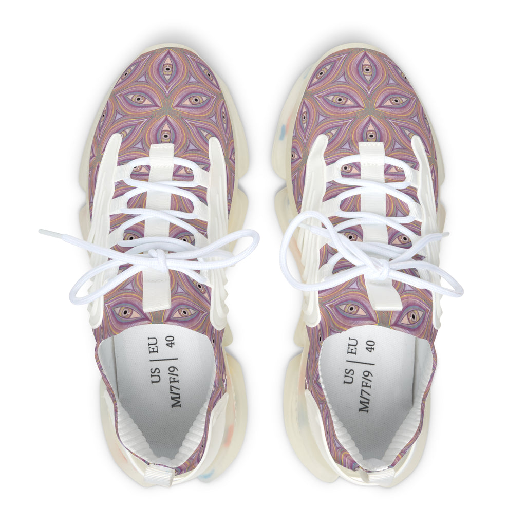 Women's Mesh Sneakers — Pastel Geometric Eye Pattern Athletic Shoes #itv853