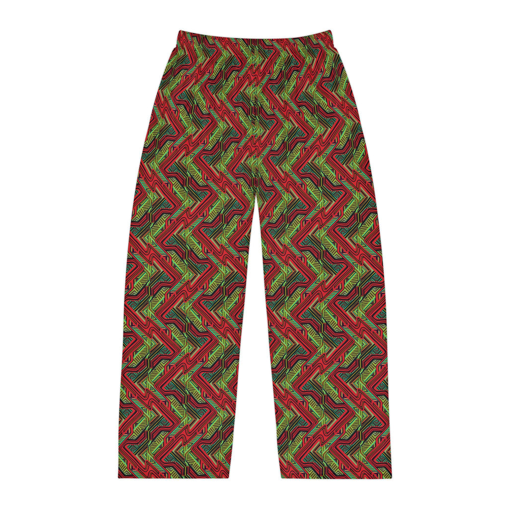 Men's Holiday Plaid Pajama Pants — Red & Green Zigzag All-Over Print #q14
