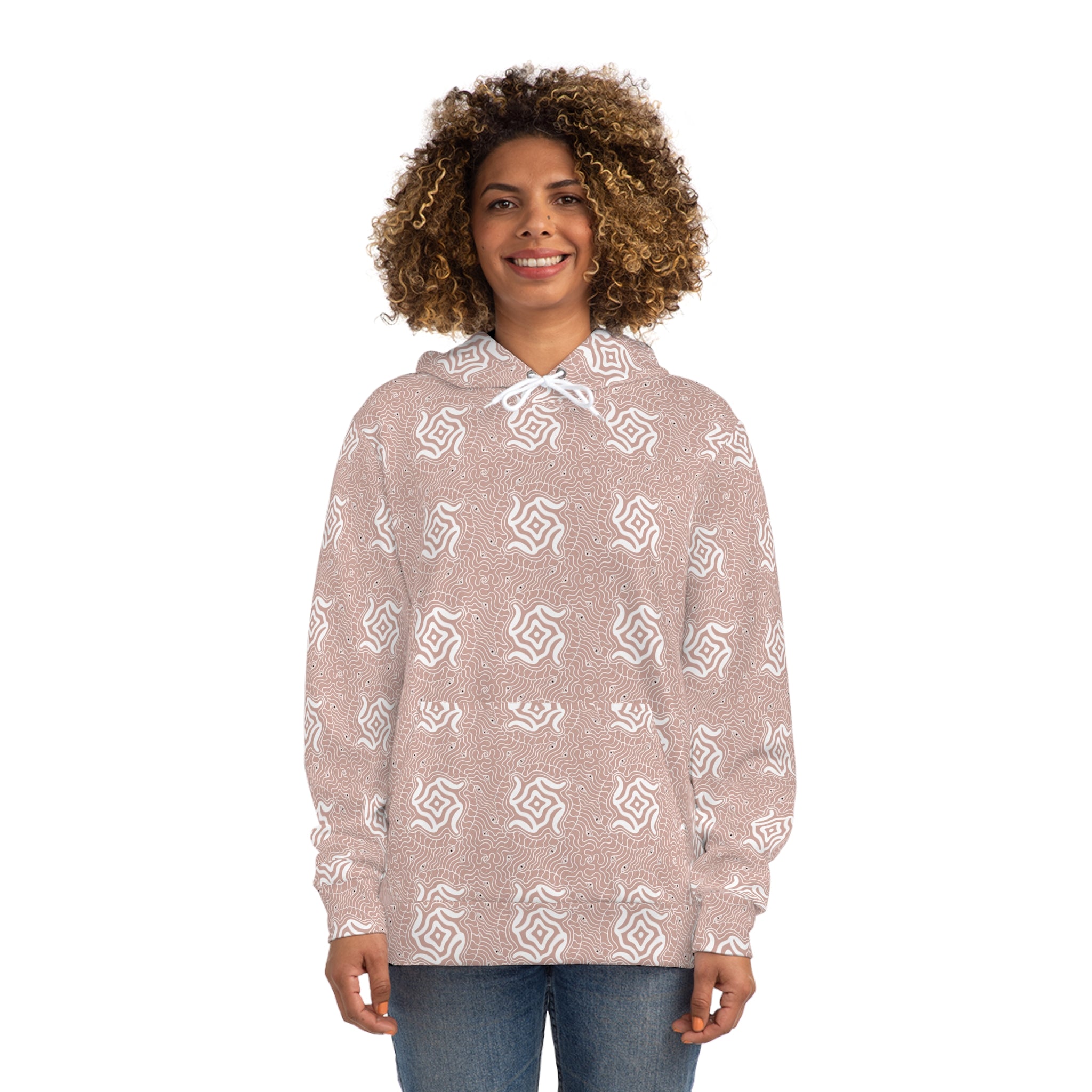 Rose Pattern Hoodie — All-Over Print Floral Fashion Pullover #h087569