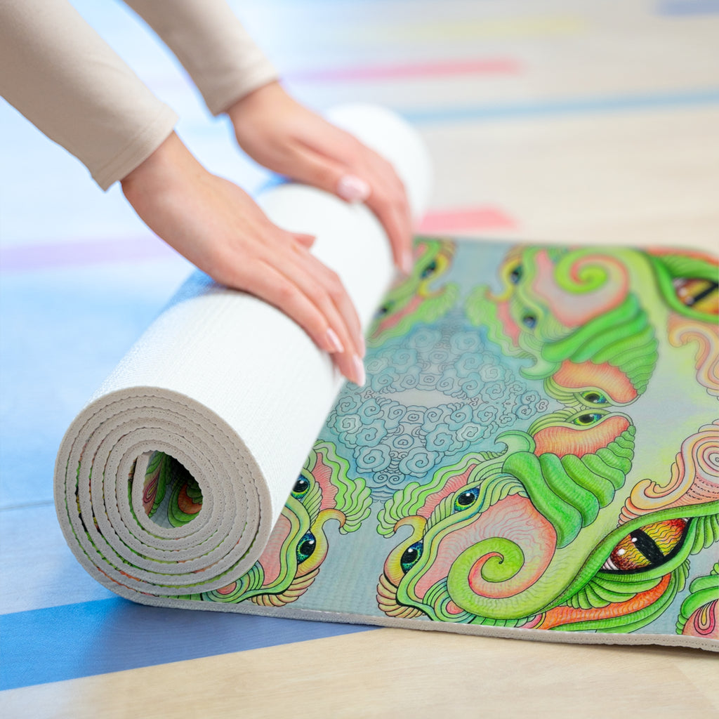 Psychedelic Green Mandala Foam Yoga Mat — Non-Slip Meditation & Exercise Mat #ohf9998444