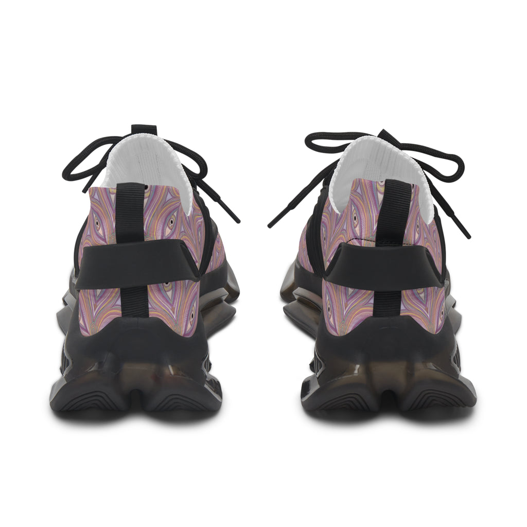 Women's Mesh Sneakers — Pastel Geometric Eye Pattern Athletic Shoes #itv853