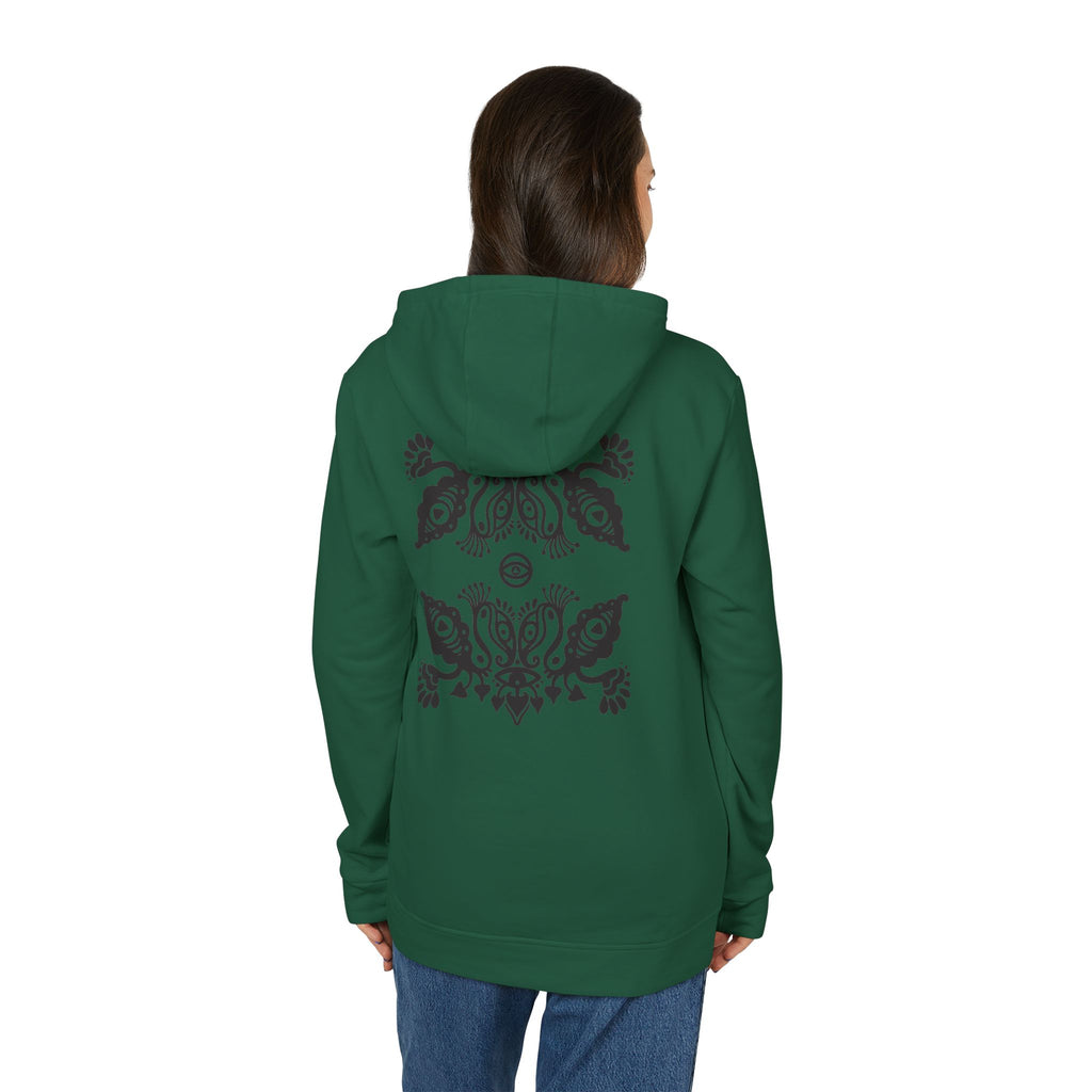 Adidas Hoodie — Ornamental Symmetry Black Graphic Zip-Up #y086467