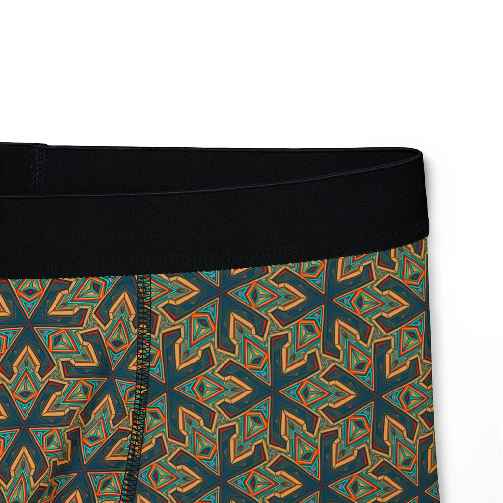 Geometric Olive Pattern Men's Boxer Briefs — All-Over Print Comfort