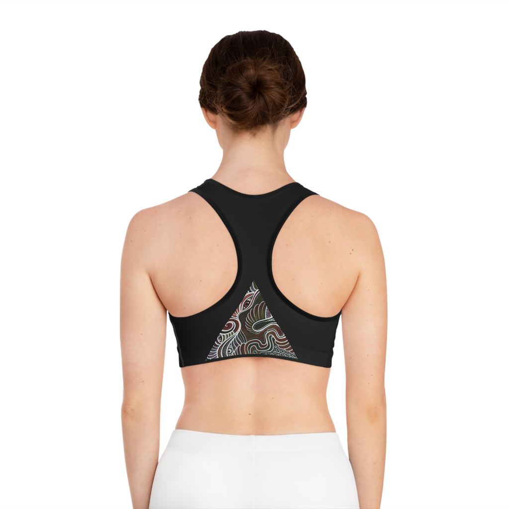 Abstract Triangle Pattern Sports Bra — Psychedelic Wave Activewear #hfl76229