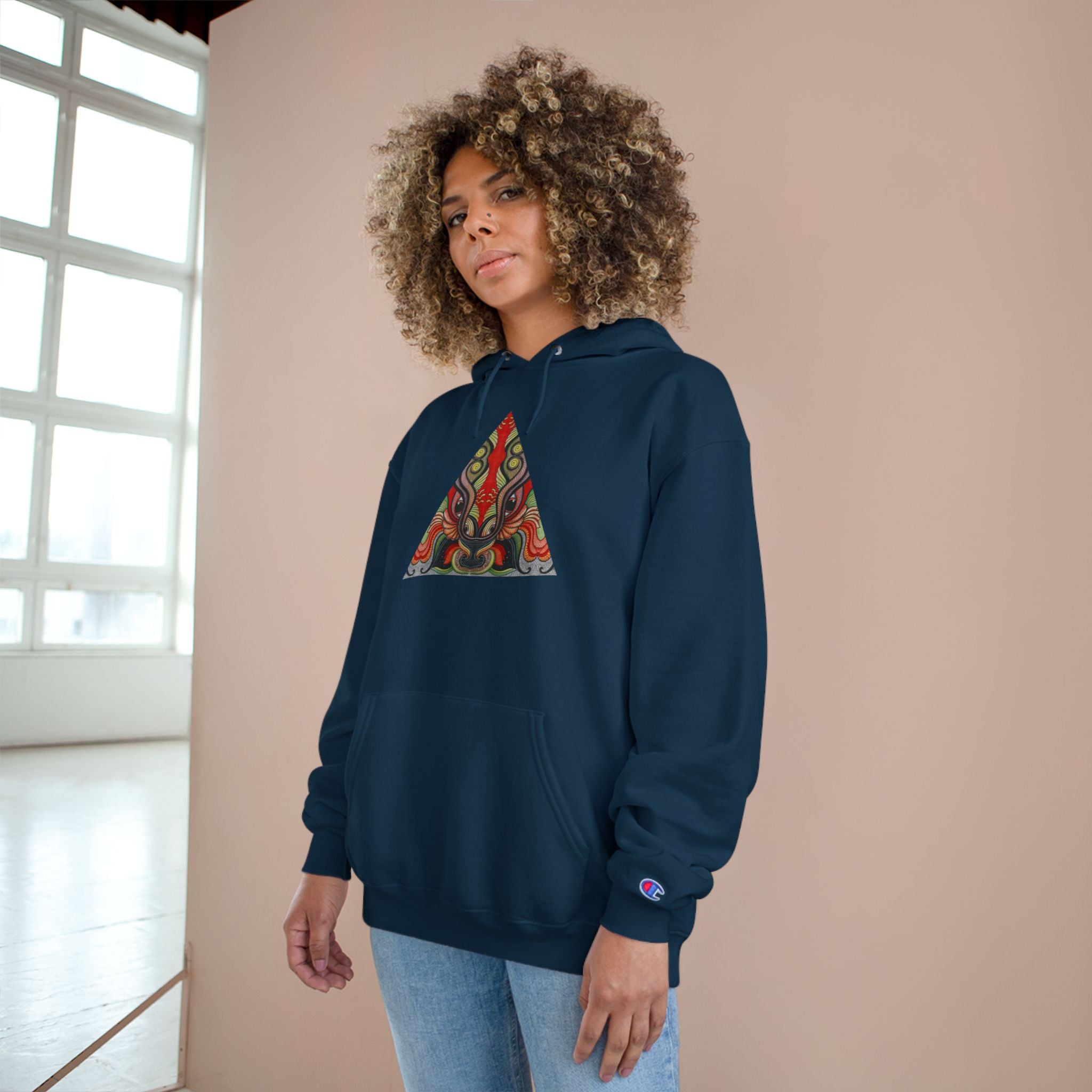 Champion Hoodie with Abstract Tribal Triangle & Keyhole Graphic #g938373