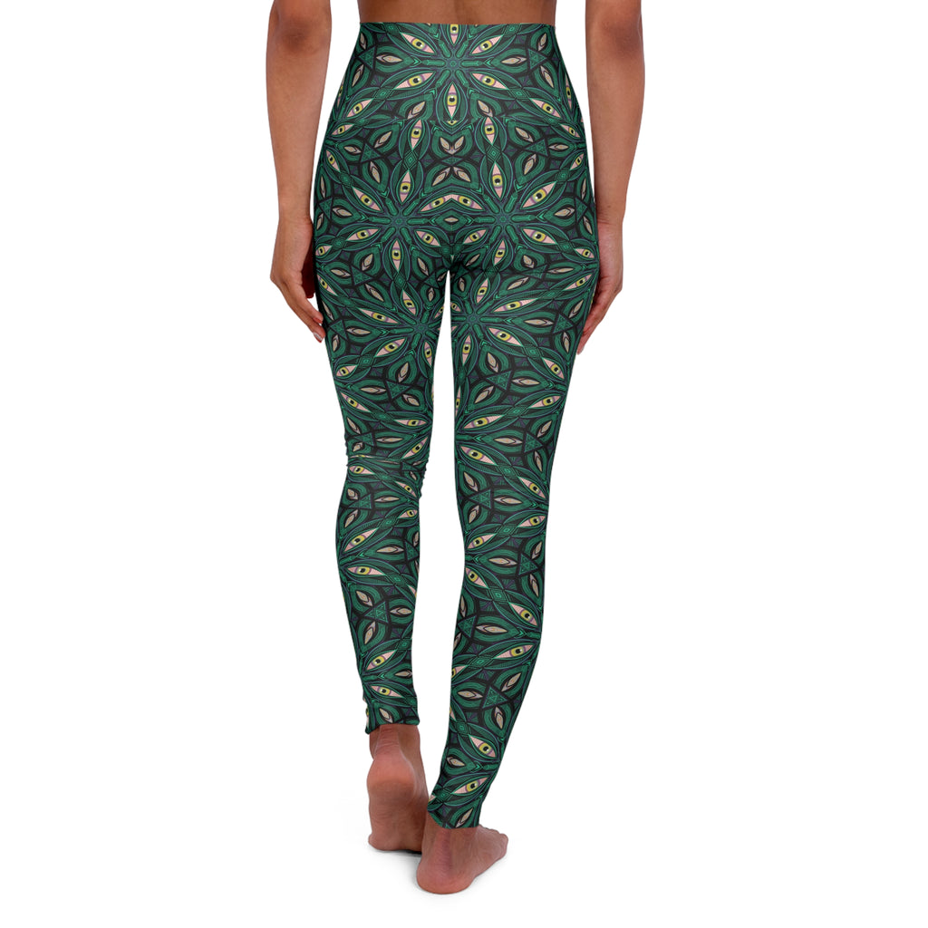 High-Waist Green Mandala Yoga Leggings – All-Over Print. #dfhj235778