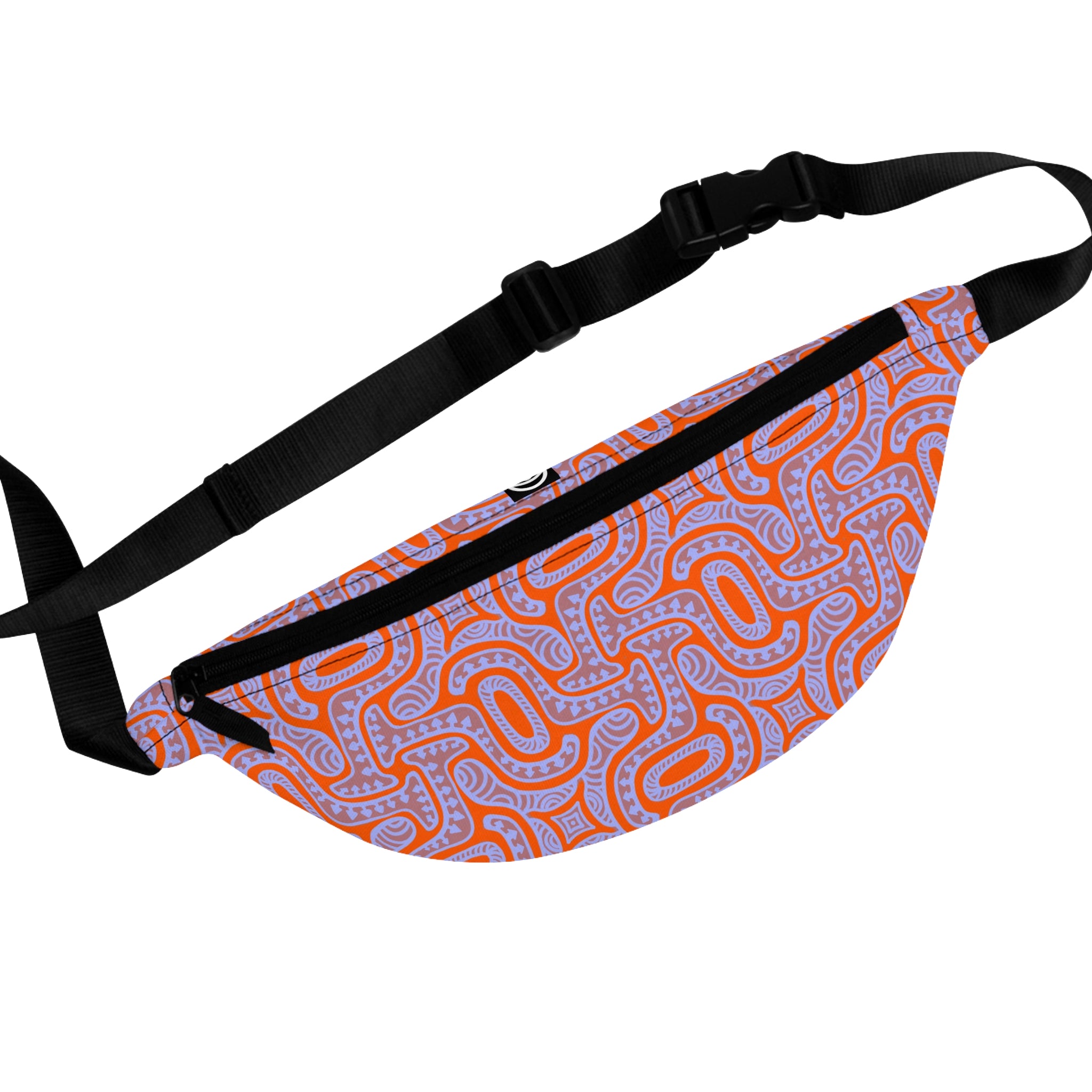 Retro Orange & Lavender Pattern Fanny Pack — Geometric Festival Hip Bag #k9975679