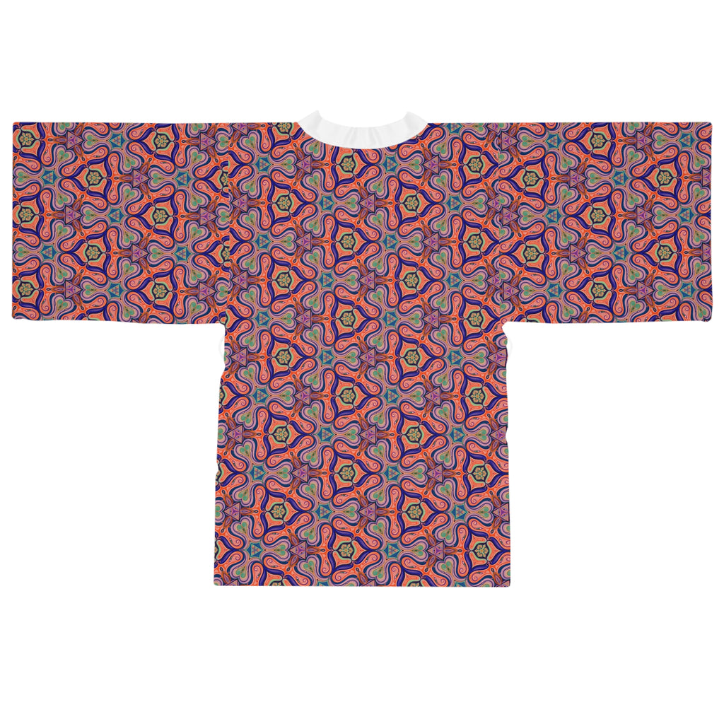 Bohemian Floral Kimono Robe – All-Over Print Lightweight Lounge Jacket
