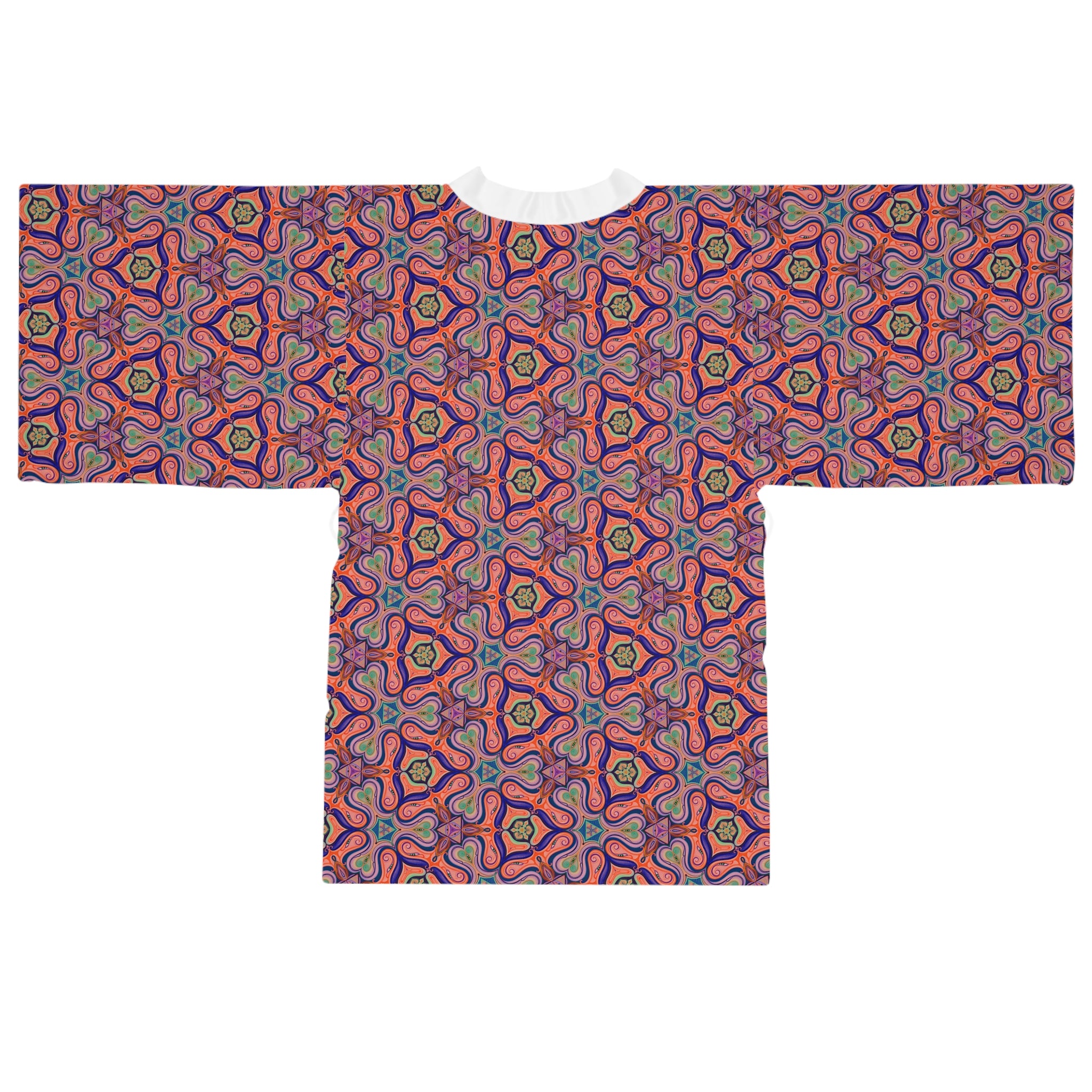 Bohemian Floral Kimono Robe – All-Over Print Lightweight Lounge Jacket