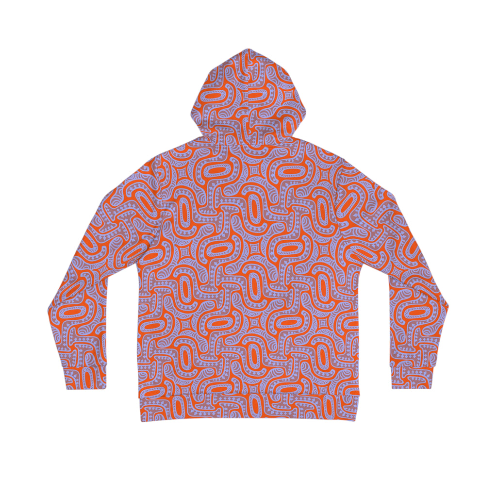 Abstract Orange Loop Pattern Hoodie — All-Over Print Casual Pullover #u976439