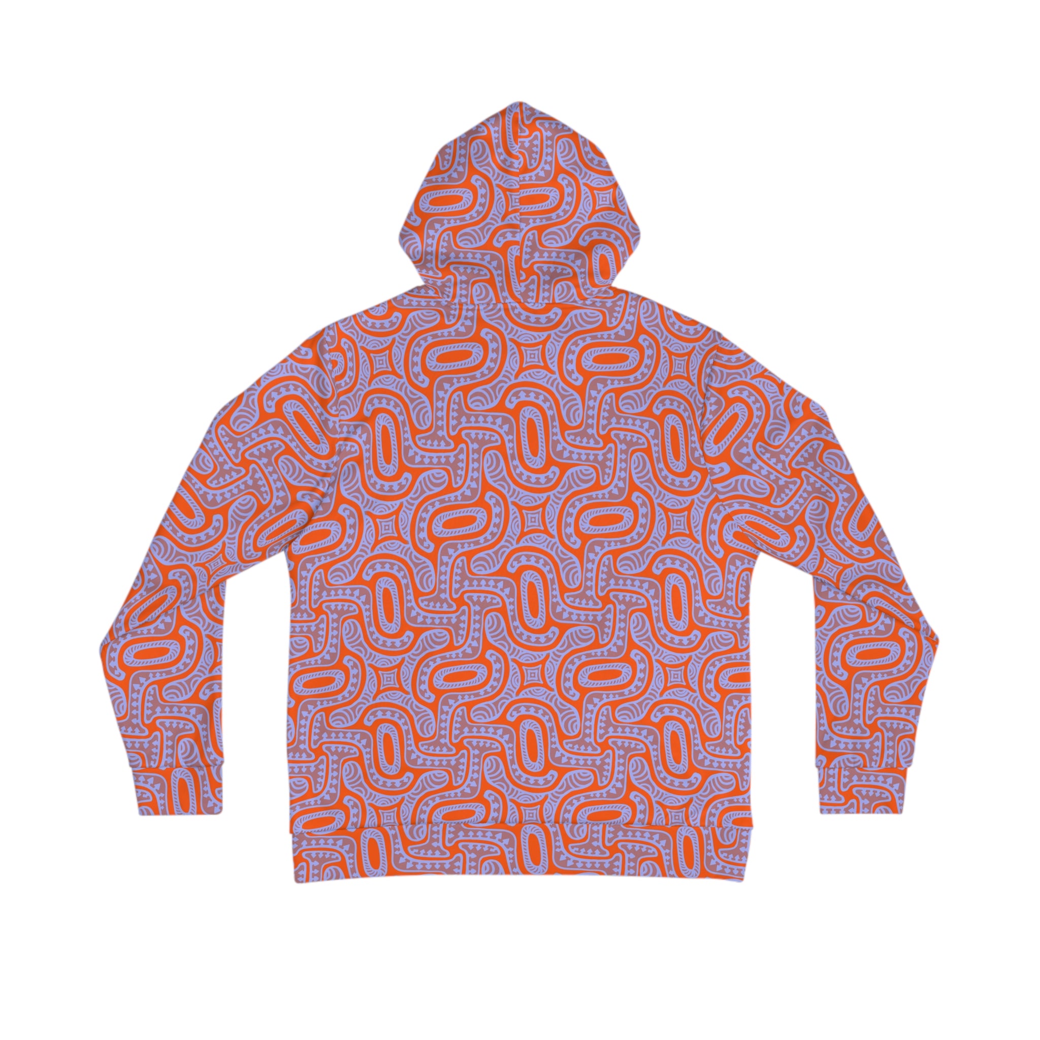 Abstract Orange Loop Pattern Hoodie — All-Over Print Casual Pullover #u976439