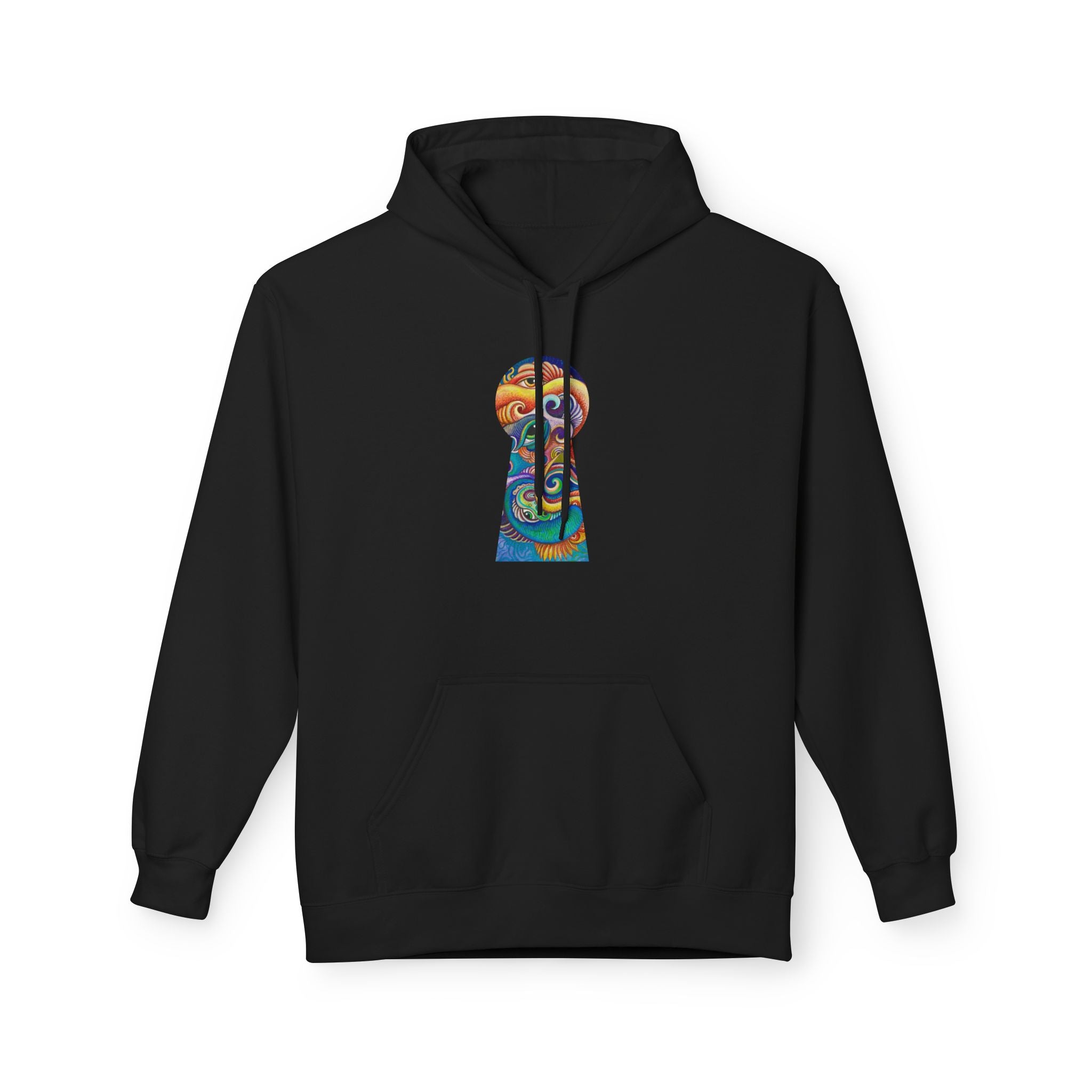 Abstract Psychedelic Face Hoodie | Colorful Surreal Keyhole Art