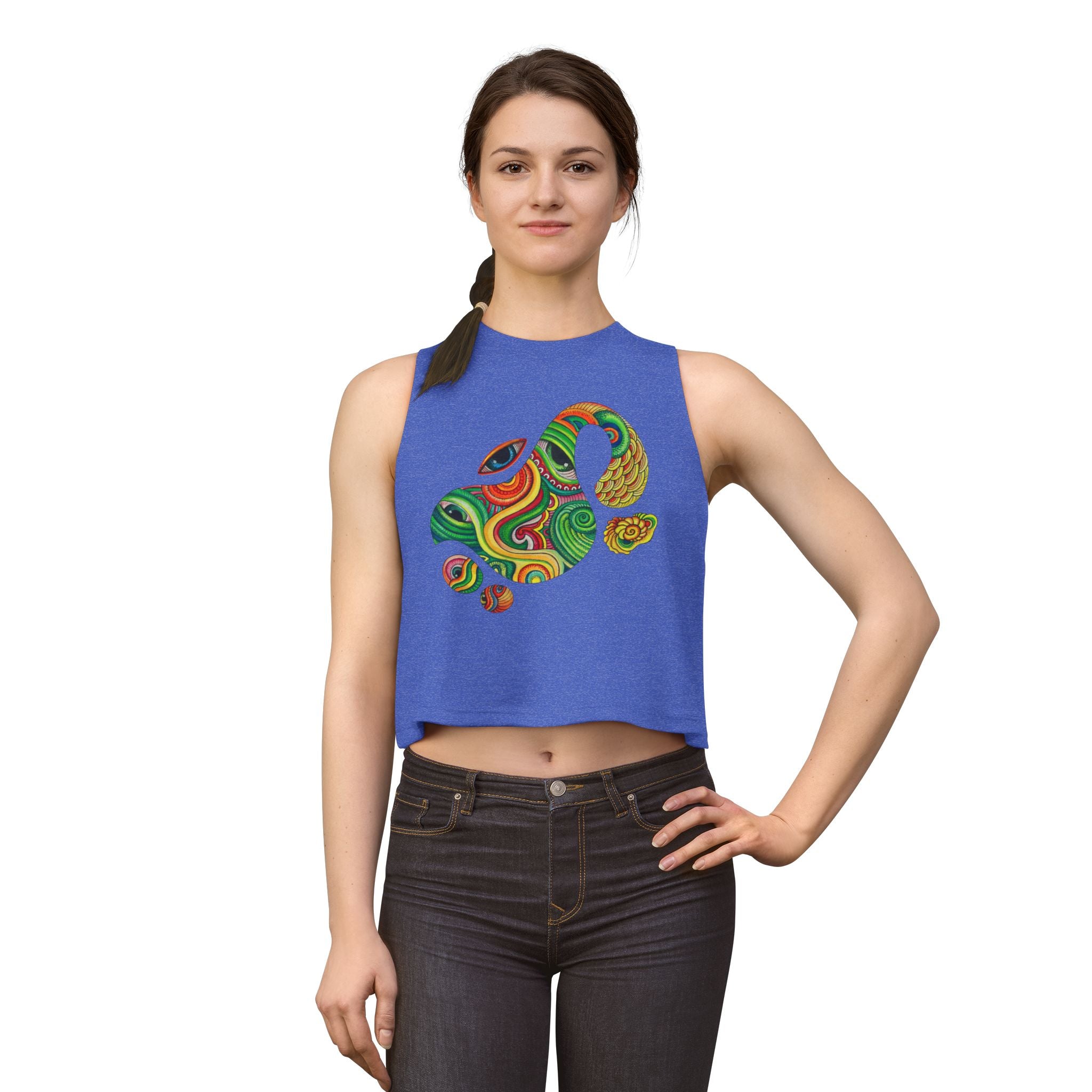 Psychedelic Paisley Crop Top – Colorful Retro Swirl Tank #w2462