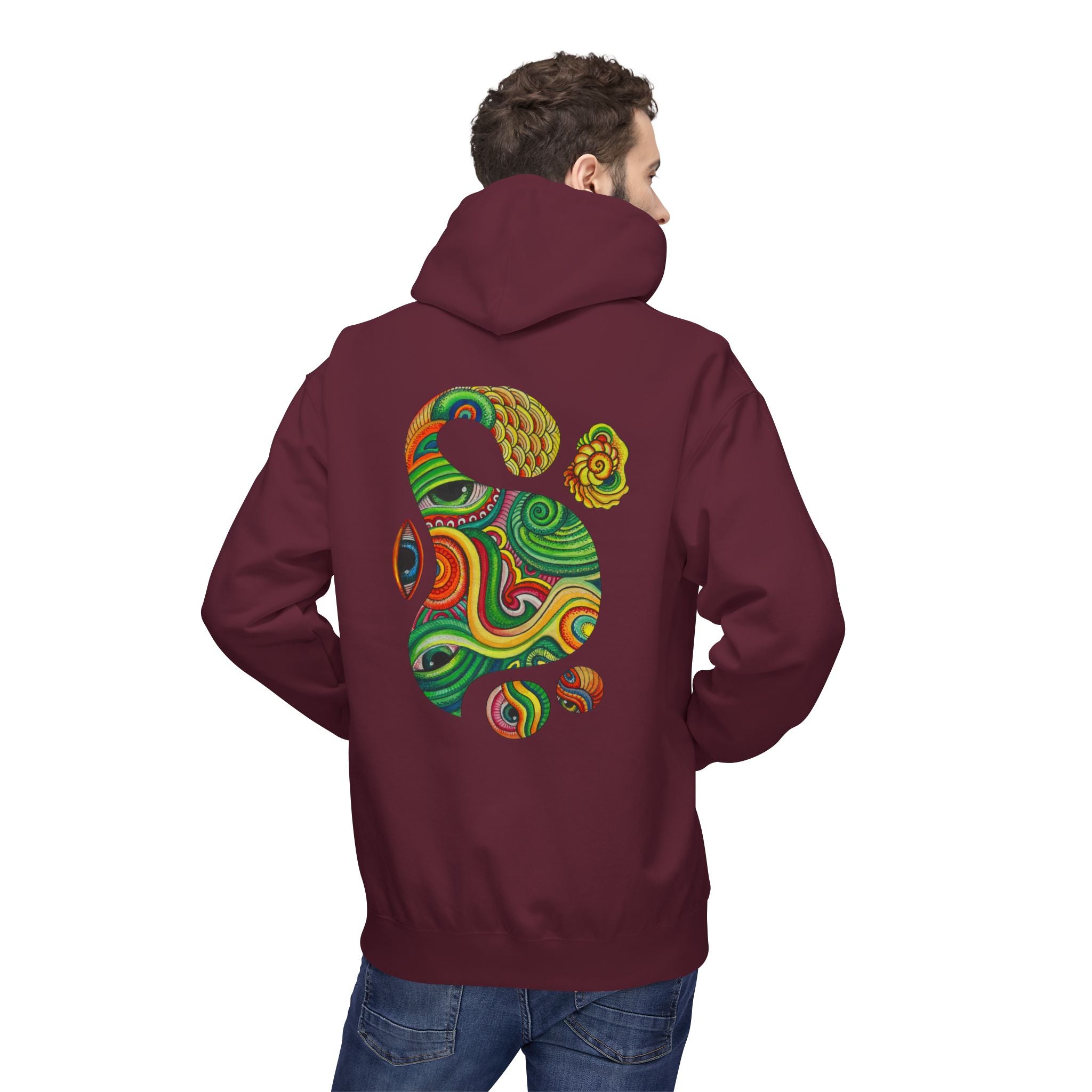 Psychedelic Swirl Hoodie — Colorful Abstract Apple Graphic #j64298