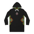 Mandala Glow Hoodie Dress - Women's Black AOP Pullover #hd4