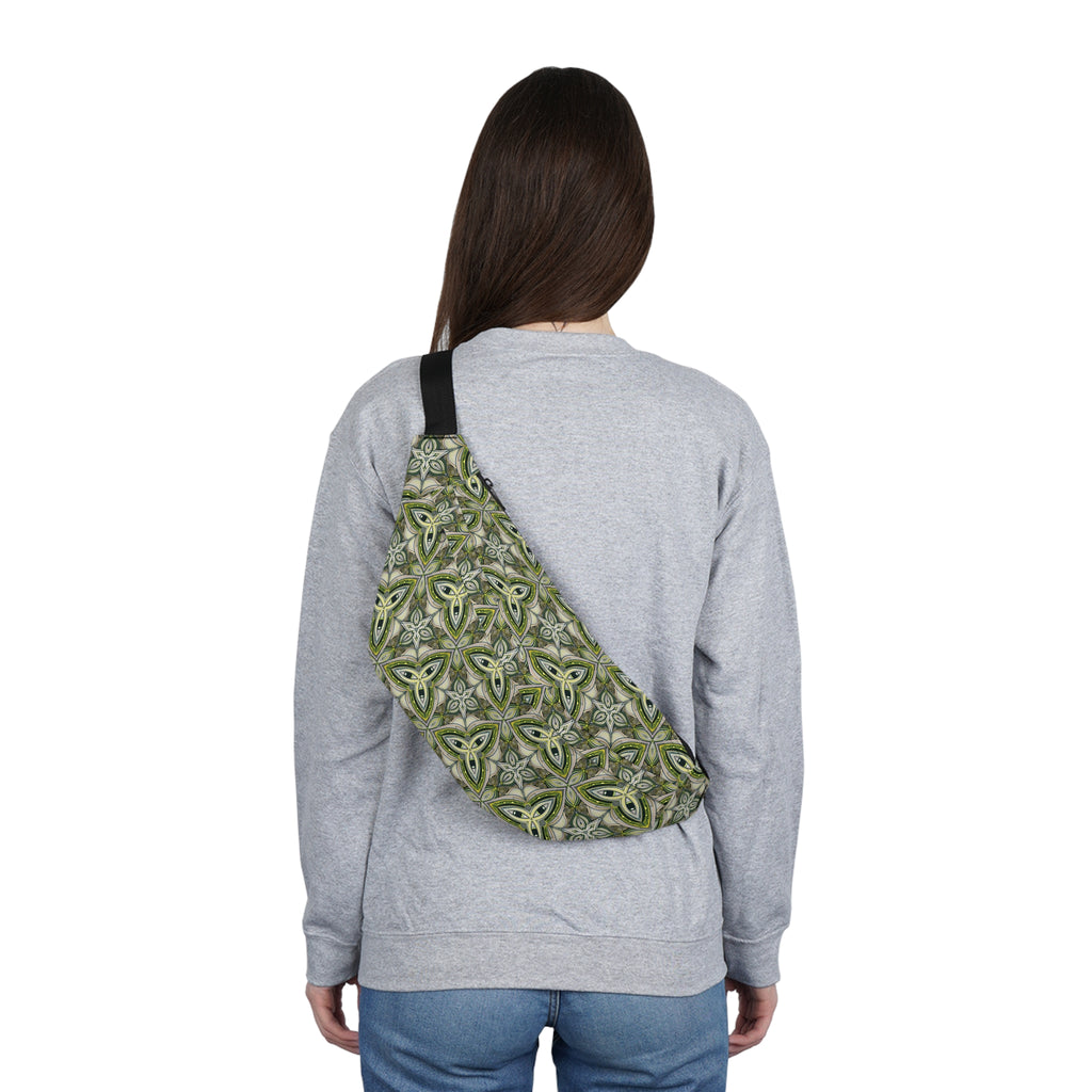 Green Celtic Knot Large Fanny Pack – Boho Festival Waist Bag #jg00764