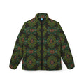 Green Kaleidoscope Women's Puffer Jacket — All-Over Pattern Winter Coat  #pj1