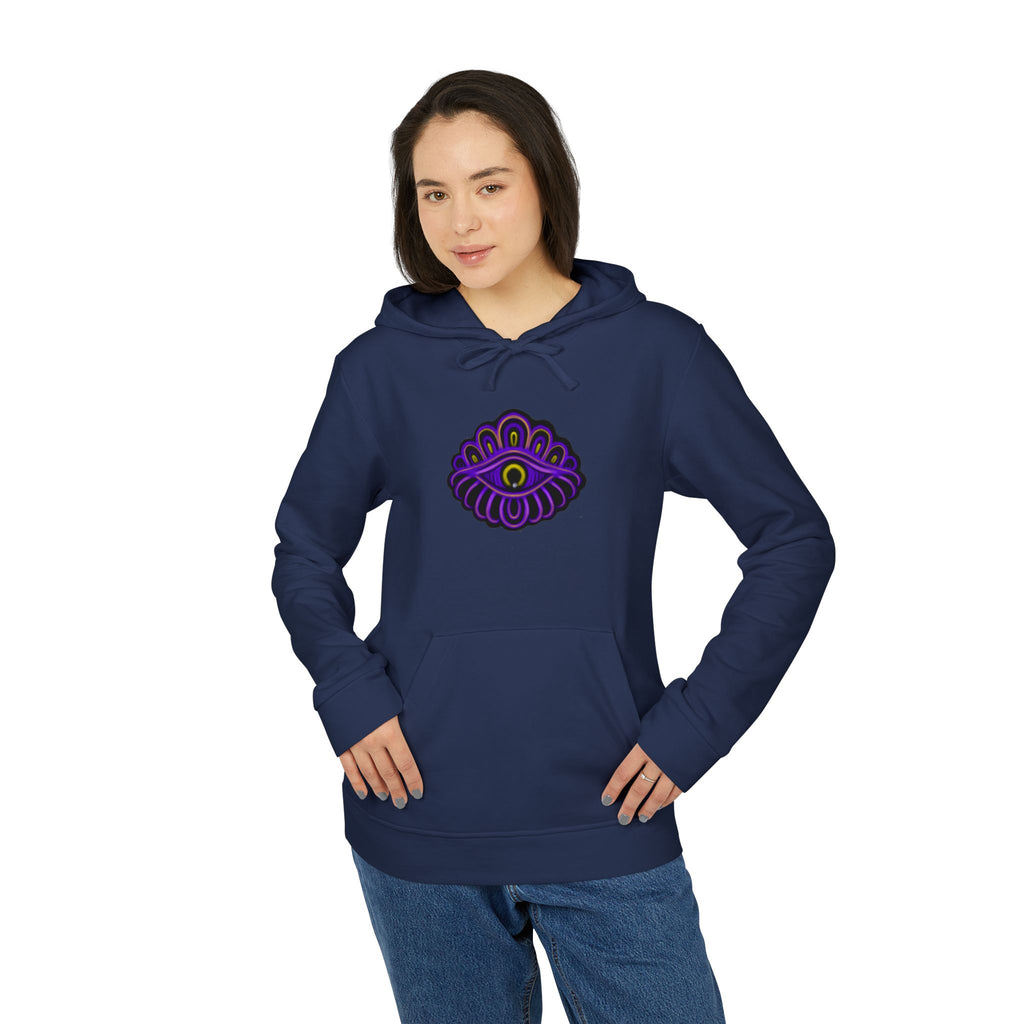 Blue Hoodie with Purple Paisley Chameleon Graphic — Casual Streetwear Pullover. #H1