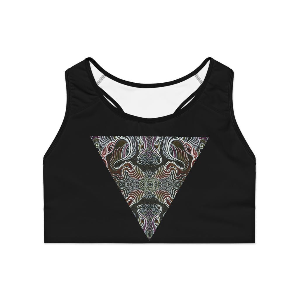 Abstract Triangle Pattern Sports Bra — Psychedelic Wave Activewear #hfl76229