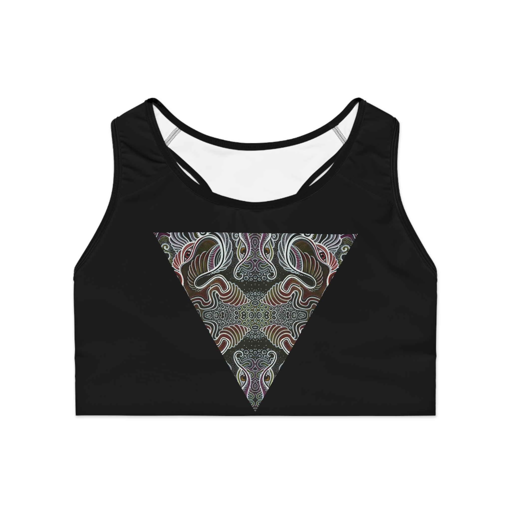 Abstract Triangle Pattern Sports Bra — Psychedelic Wave Activewear #hfl76229