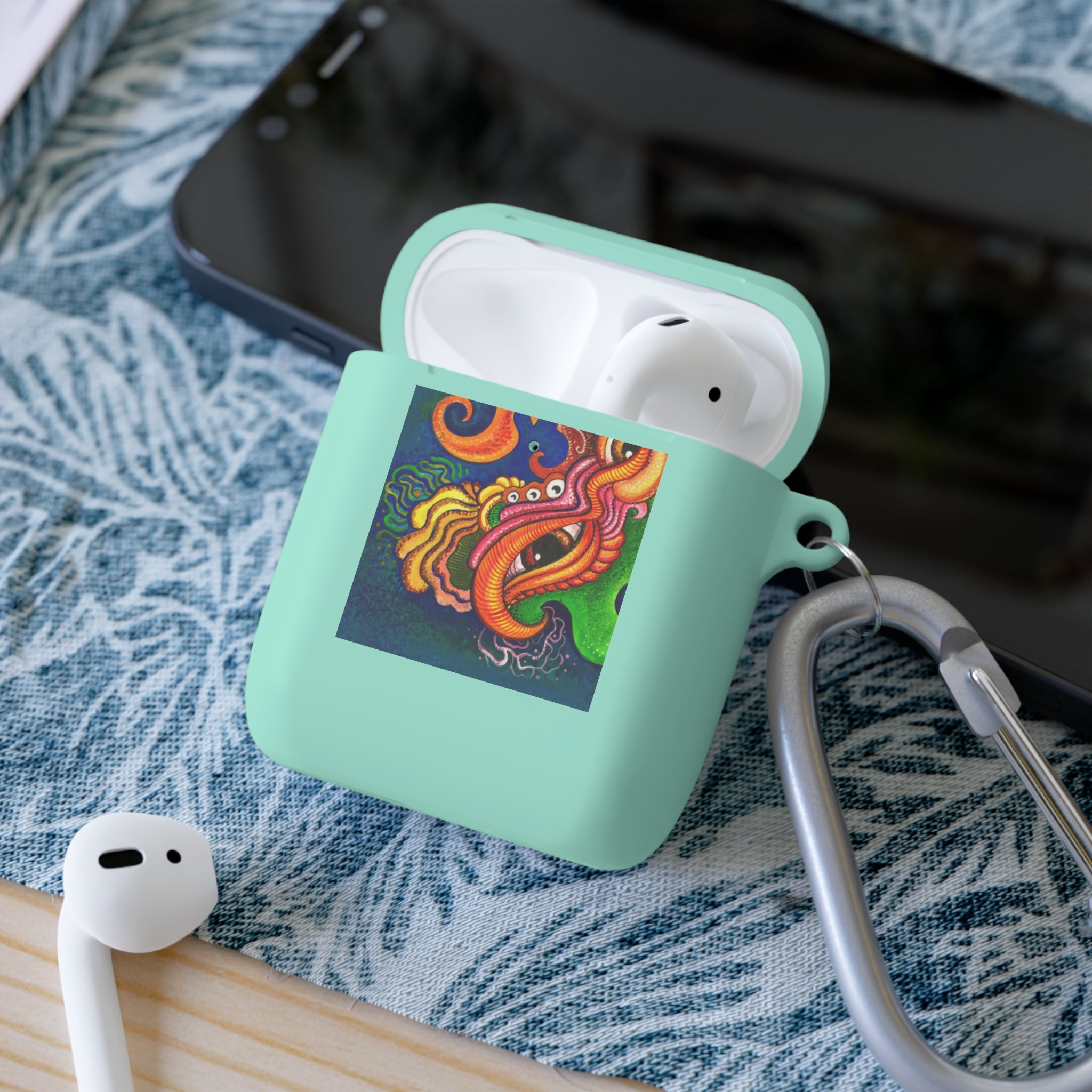 Colorful Abstract Dragon AirPods Case — Vibrant Floral Swirl Design #2347