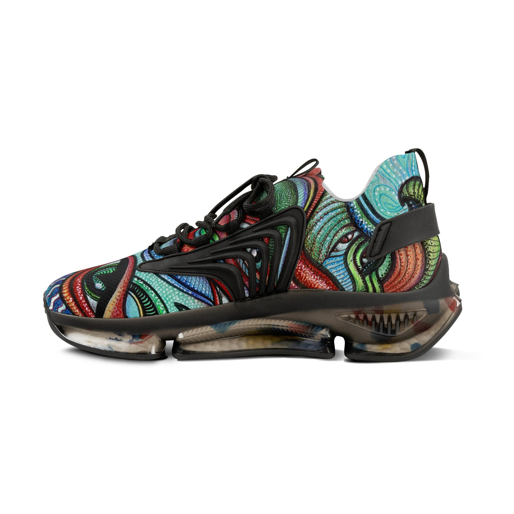 Men's Mesh Sneakers — Vibrant Tribal Print Athletic Shoes