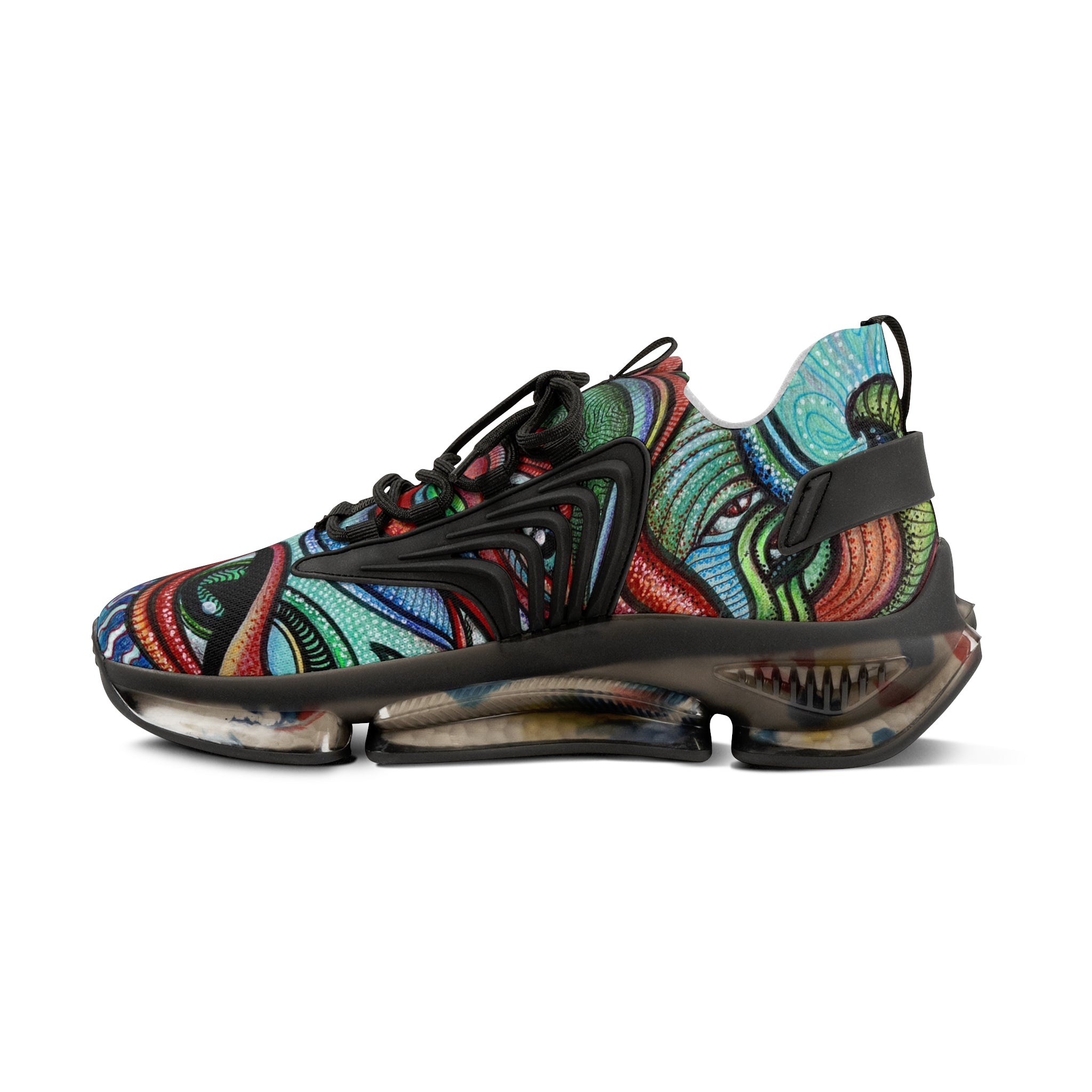 Men's Mesh Sneakers — Vibrant Tribal Print Athletic Shoes