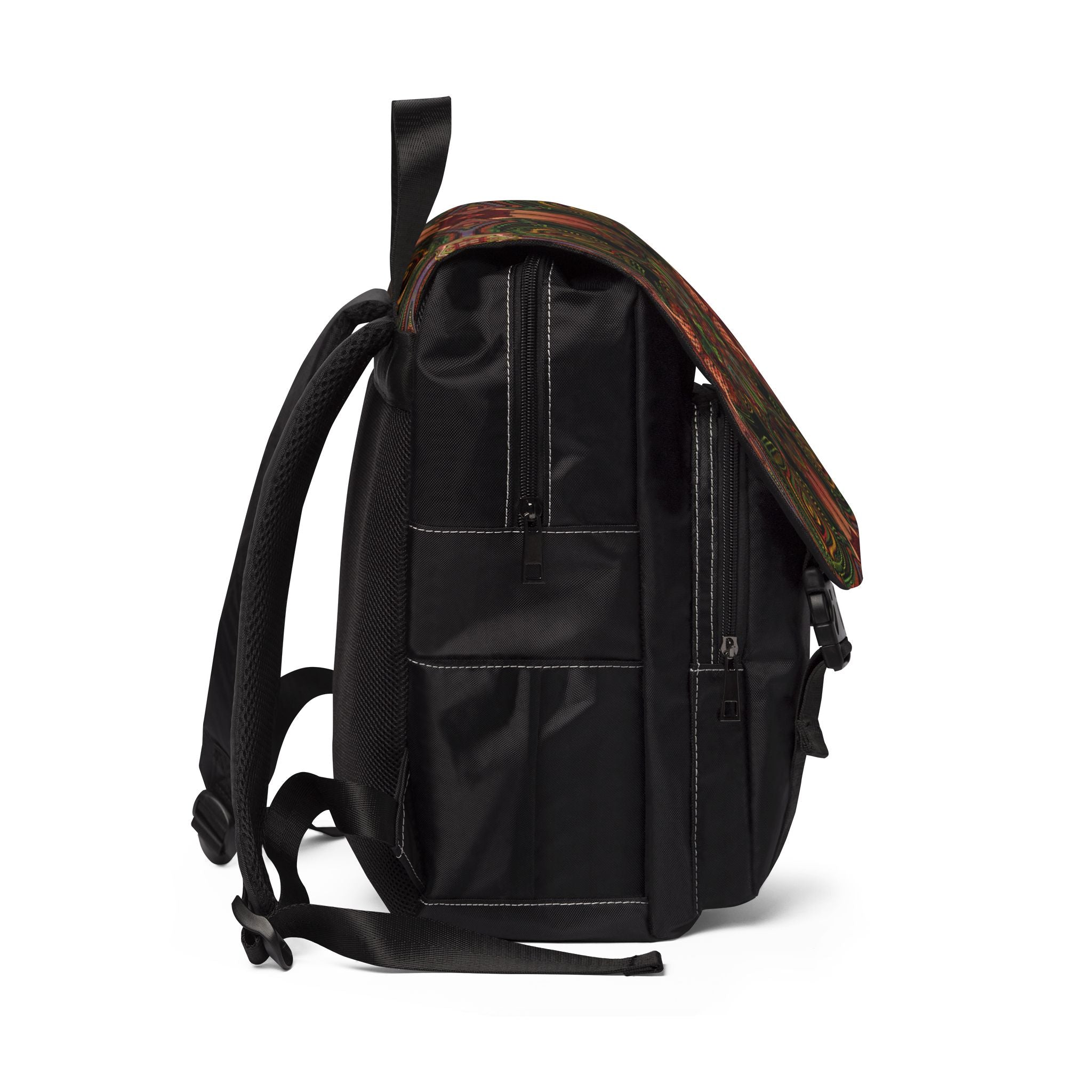 Bohemian Kaleidoscope Backpack - Artistic Mandala Flap Daypack #fd1