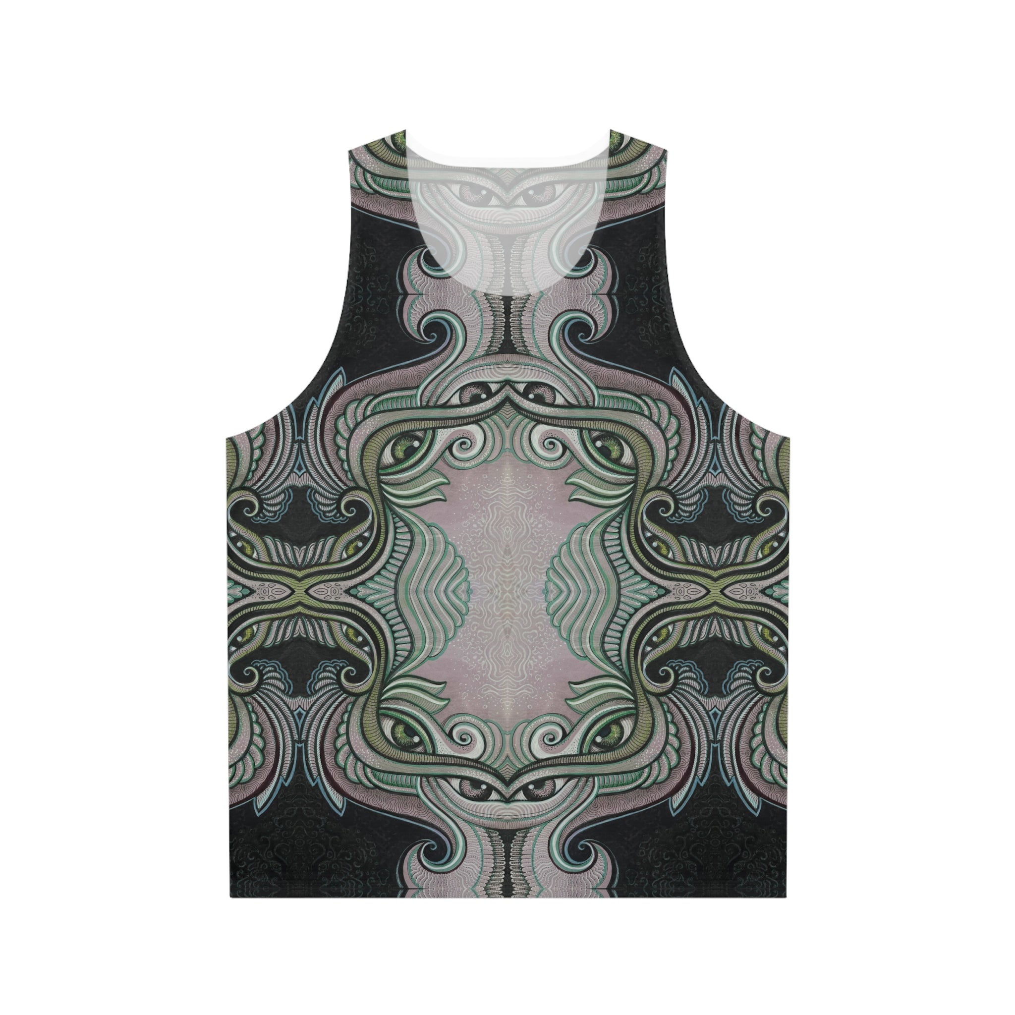 All-Over Print Tank Top — Pastel Tribal Mandala Symmetry #f34789
