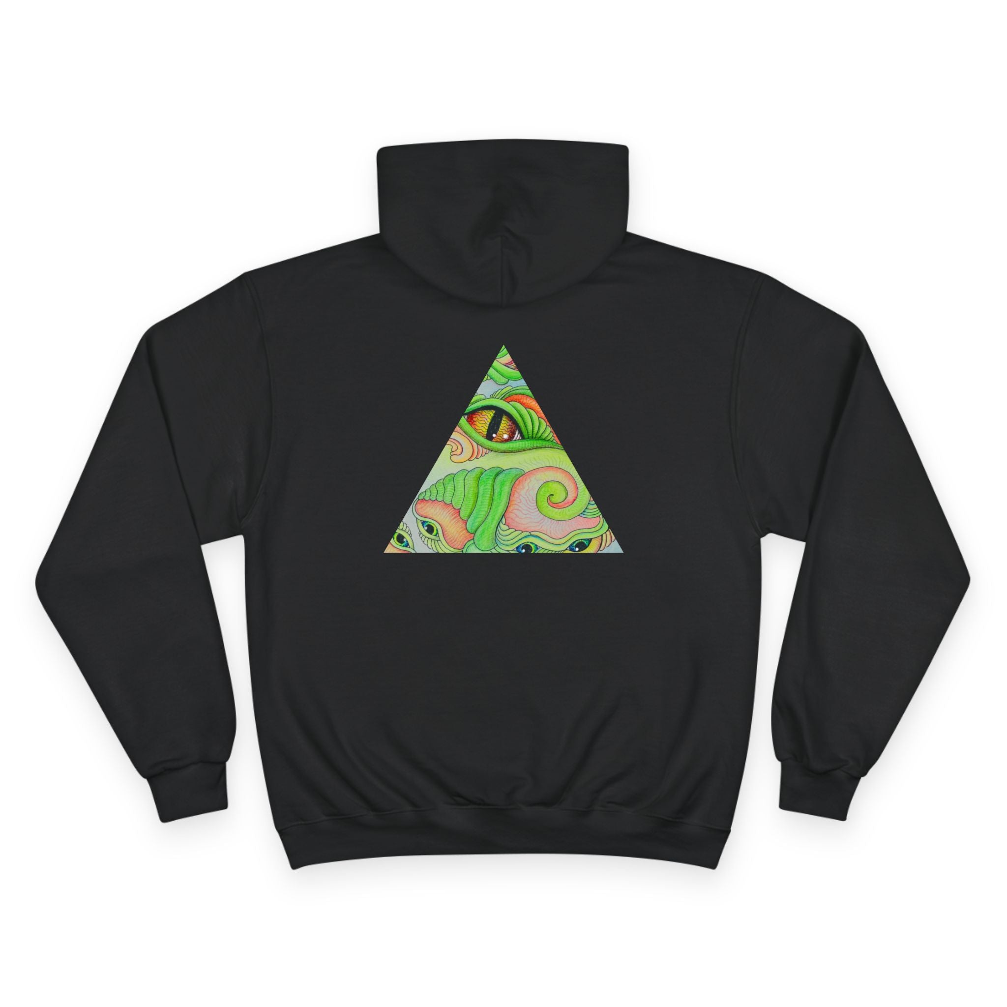 Hoodie — Psychedelic Green Eye Triangle Champion Hoodie #g86478