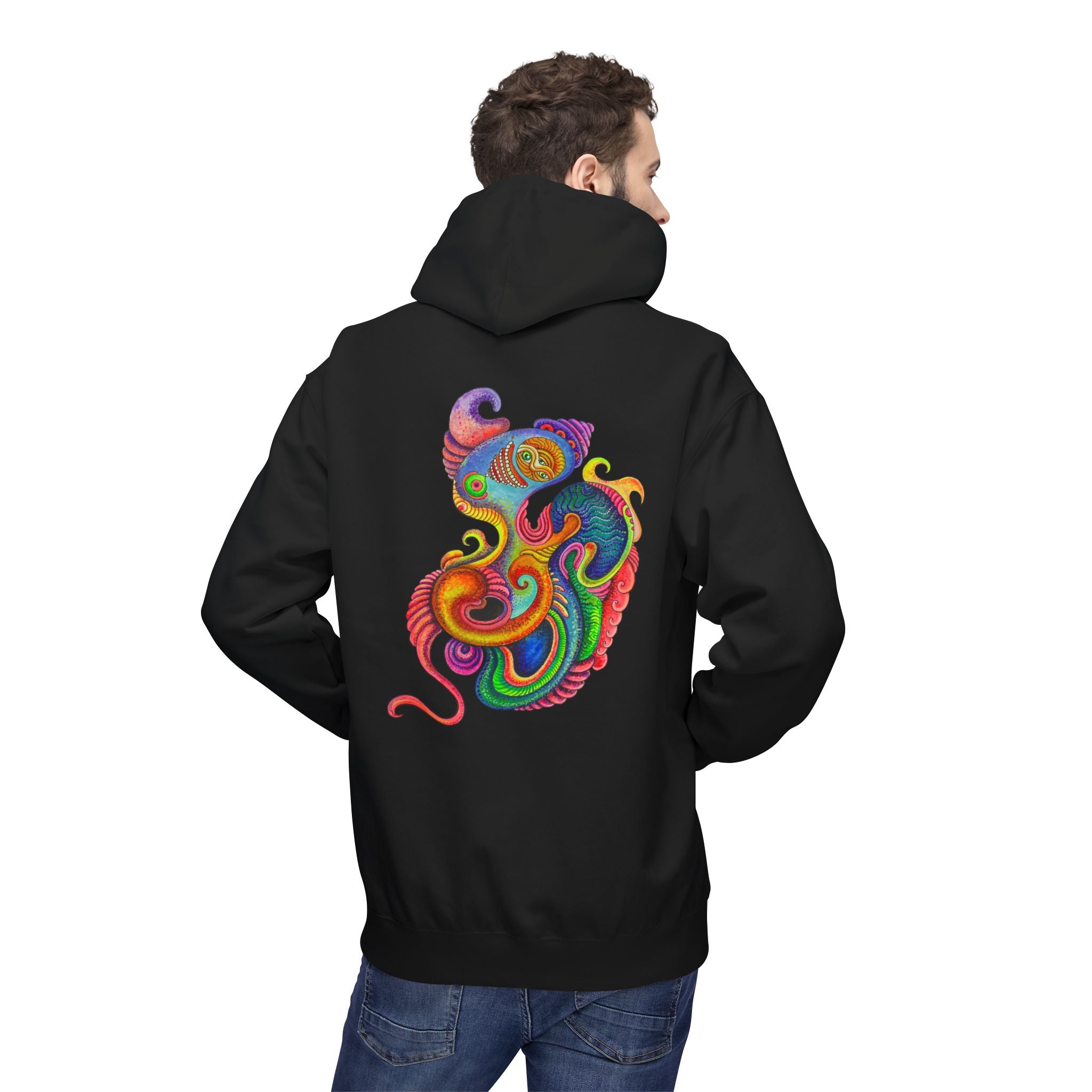 Psychedelic Abstract Snake Hoodie — Colorful Surreal Art Pullover #ggd76467