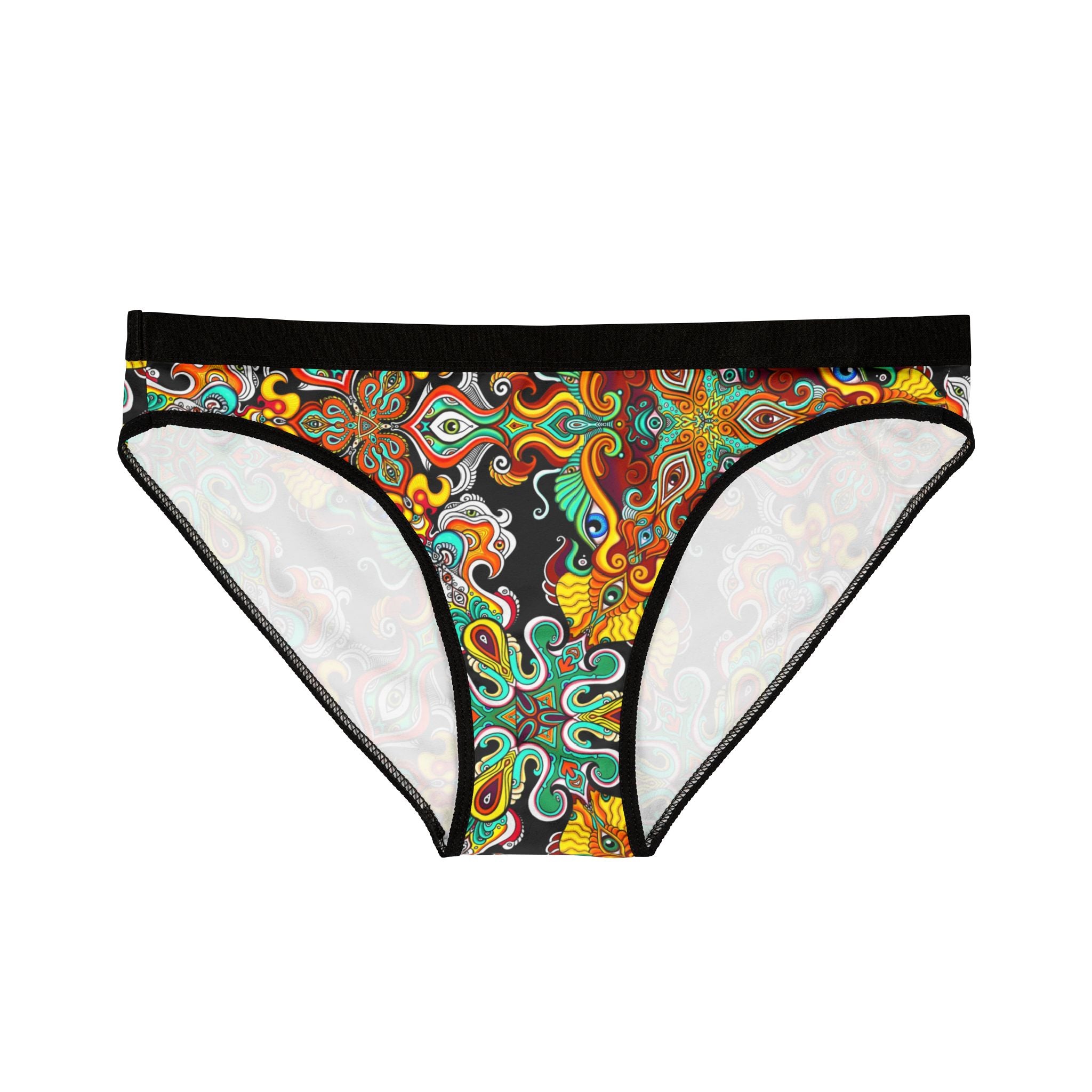 Psychedelic Floral Bikini Briefs — Colorful Boho Women's Underwear #bb4