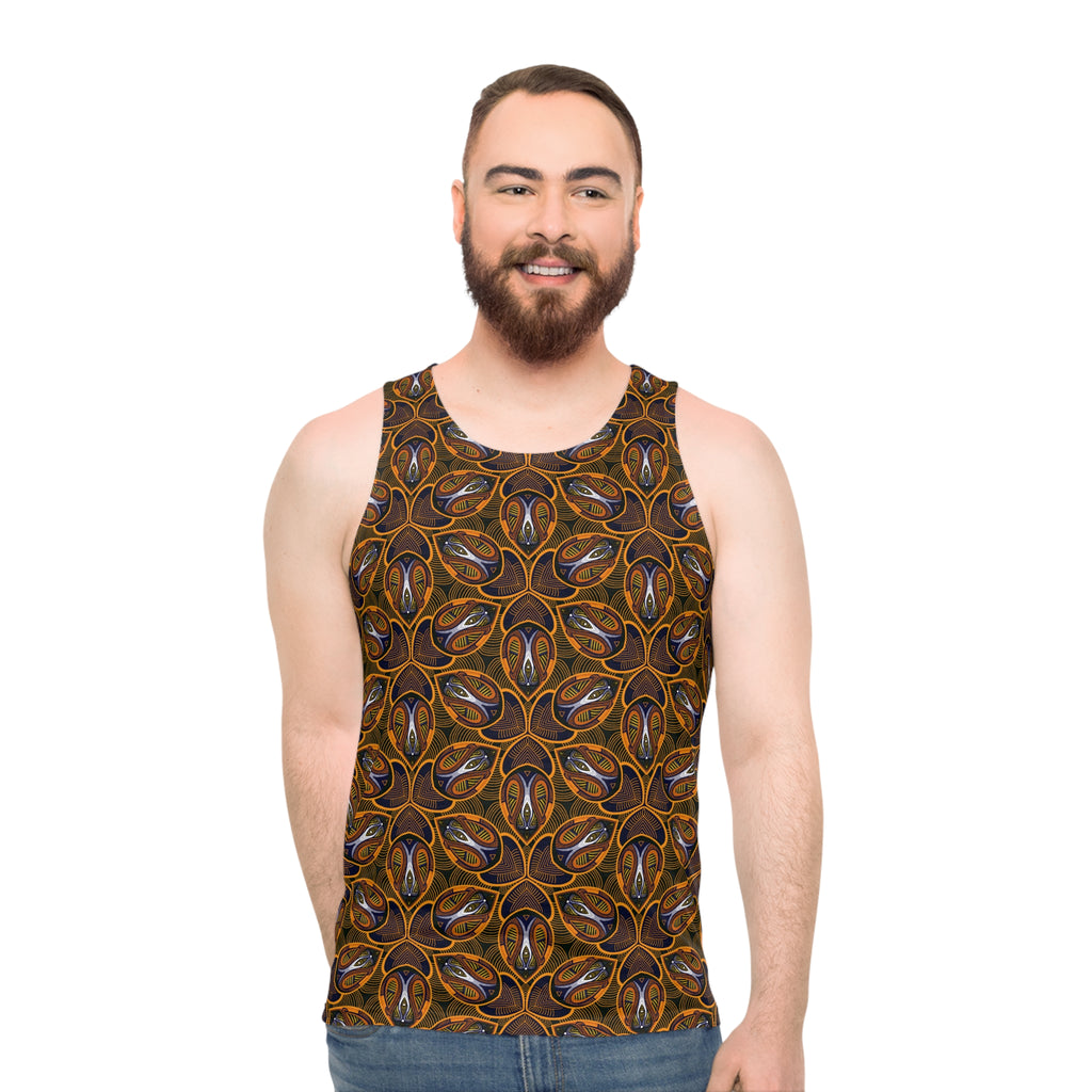 Bohemian Kaleidoscope All-Over-Print Tank Top — Earthy Floral Geometric Pattern #gd0087554