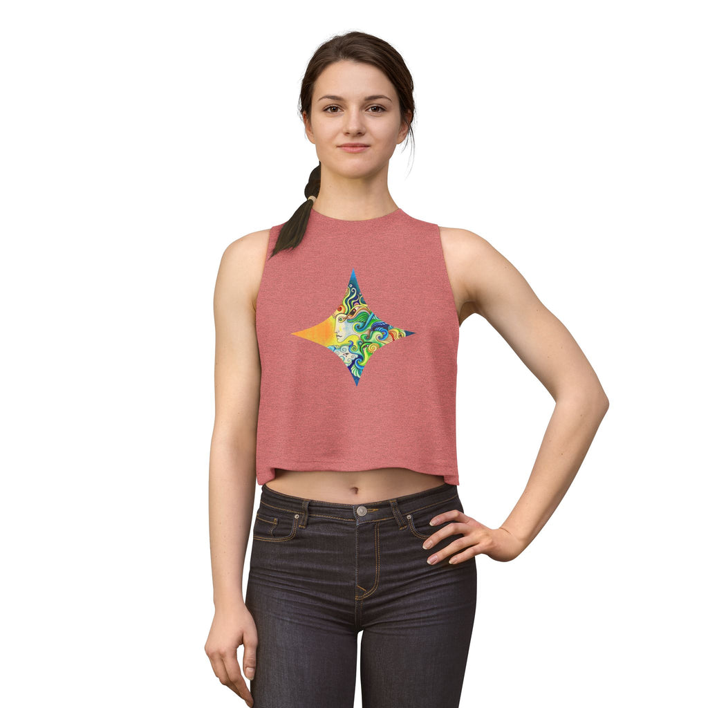 Psychedelic Star Crop Top — Colorful Swirl Graphic Women's Tank #j9966442