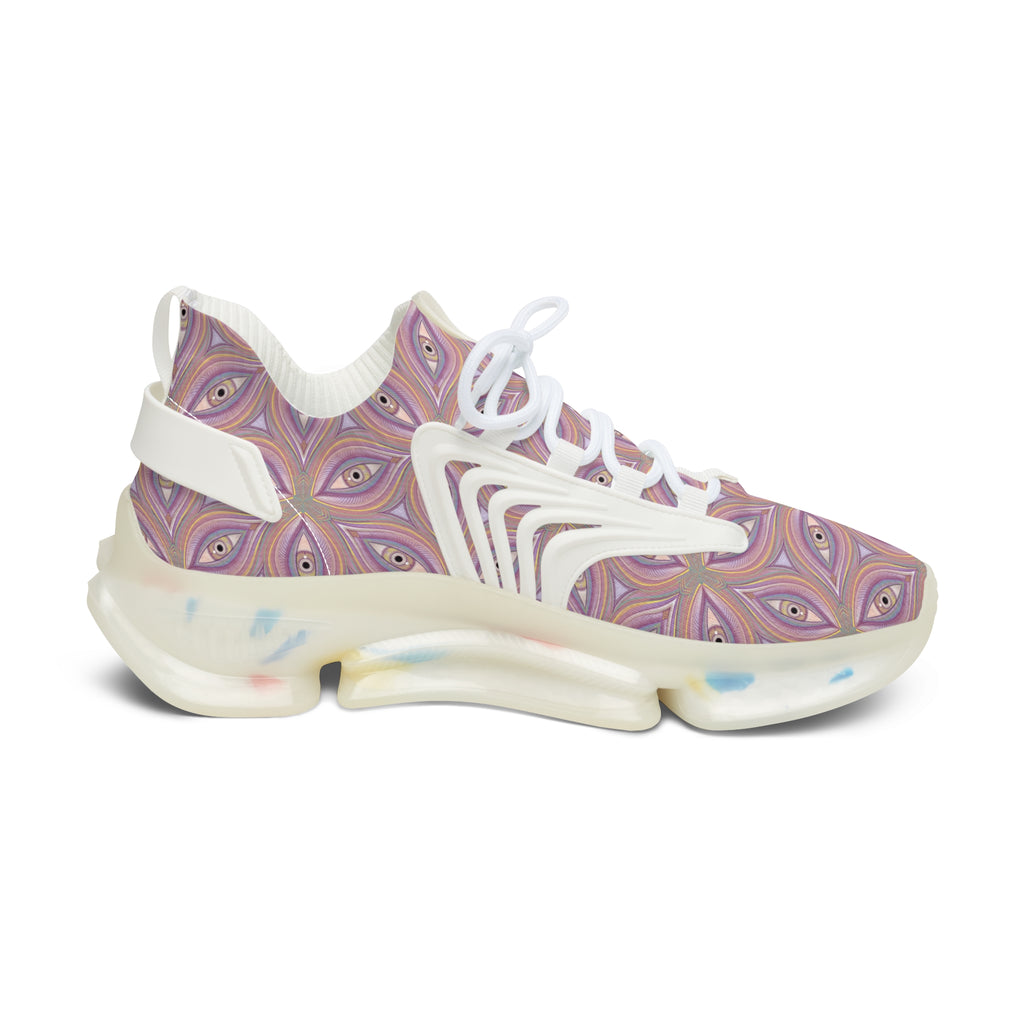 Women's Mesh Sneakers — Pastel Geometric Eye Pattern Athletic Shoes #itv853