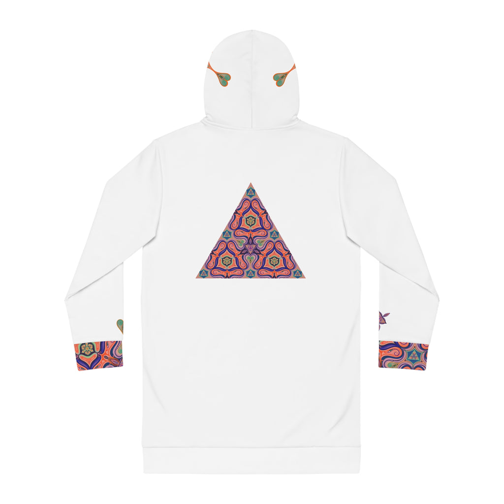 Psychedelic Pattern Hoodie Dress — Retro Geometric All-Over Print #pphd34