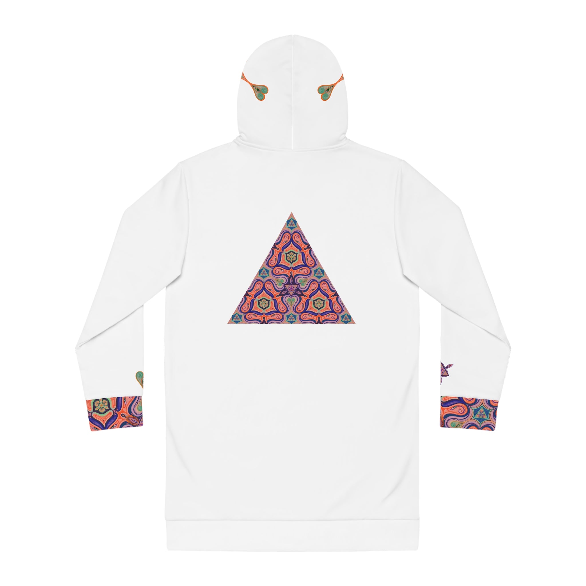 Psychedelic Pattern Hoodie Dress — Retro Geometric All-Over Print #pphd34