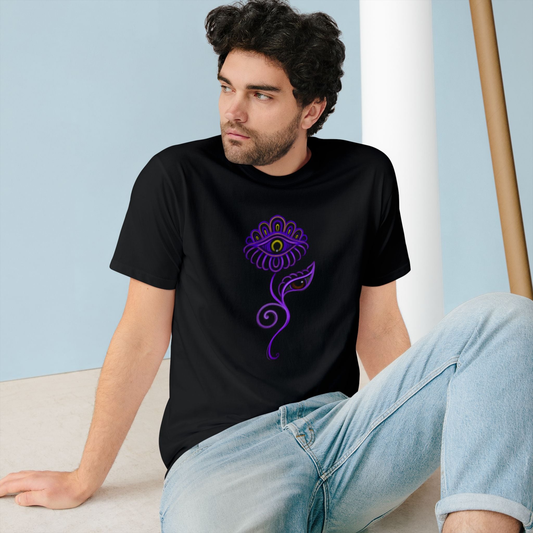 Mystic Eye Flower T-Shirt — Purple Spiritual Graphic Tee #ms2
