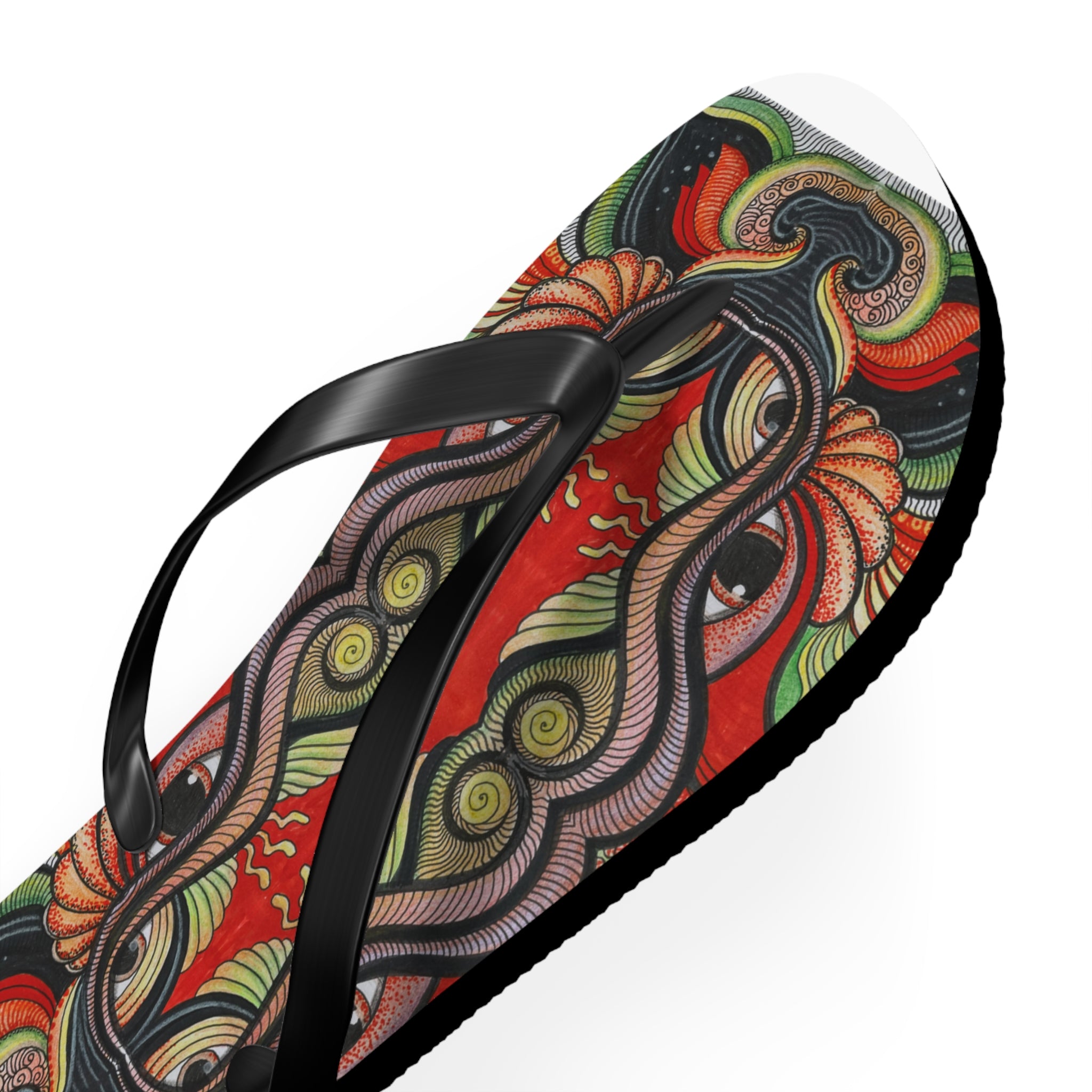 Boho Tribal Floral Flip Flops — Colorful Psychedelic Summer Sandals #f