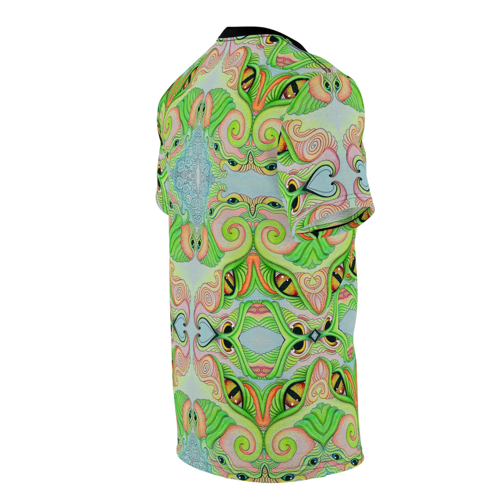 Psychedelic Green Kaleidoscope Tee — All-Over Print Cut & Sew Shirt #gf8754