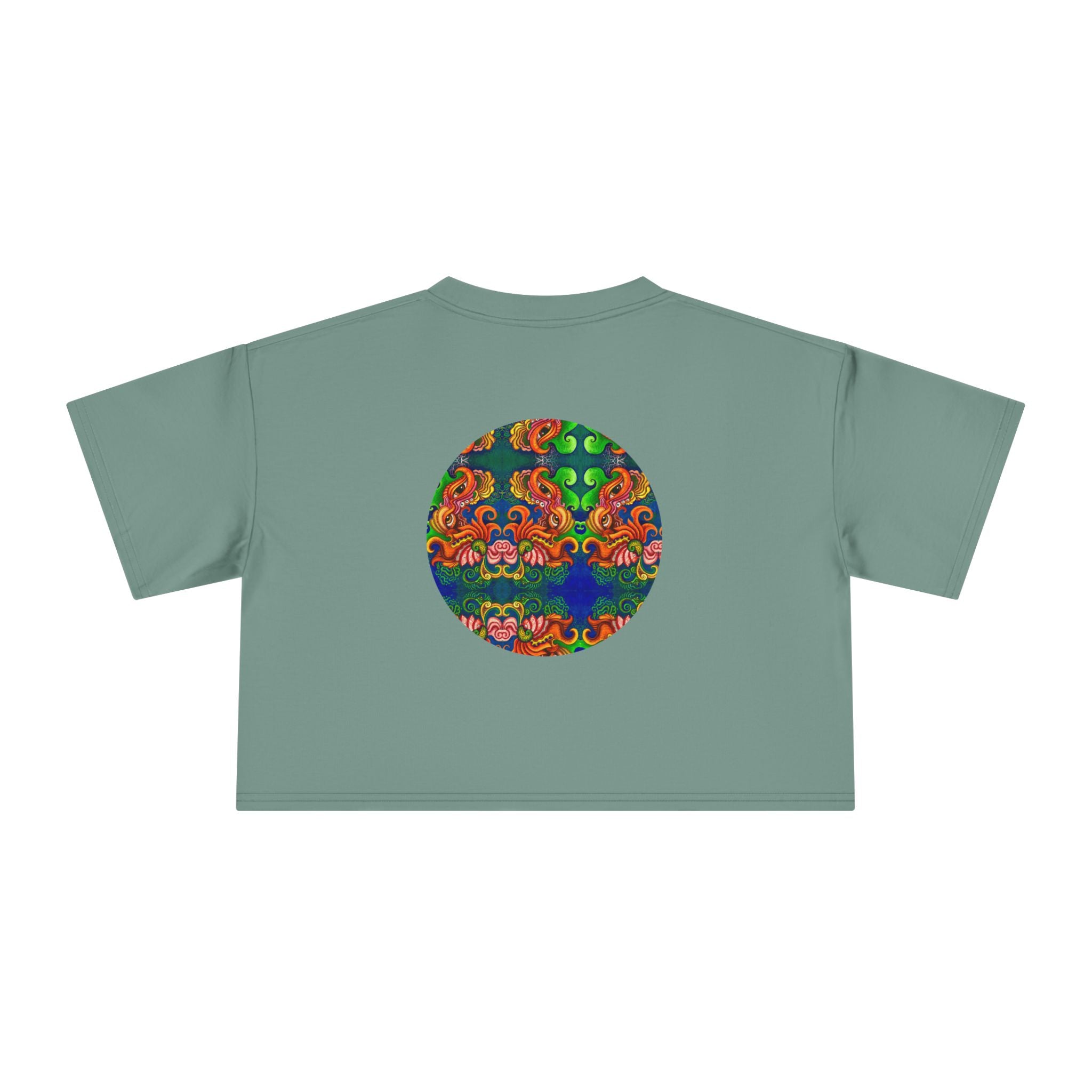 Psychedelic Keyhole Crop Tee — Colorful Abstract Floral Graphic Top #ctaf55