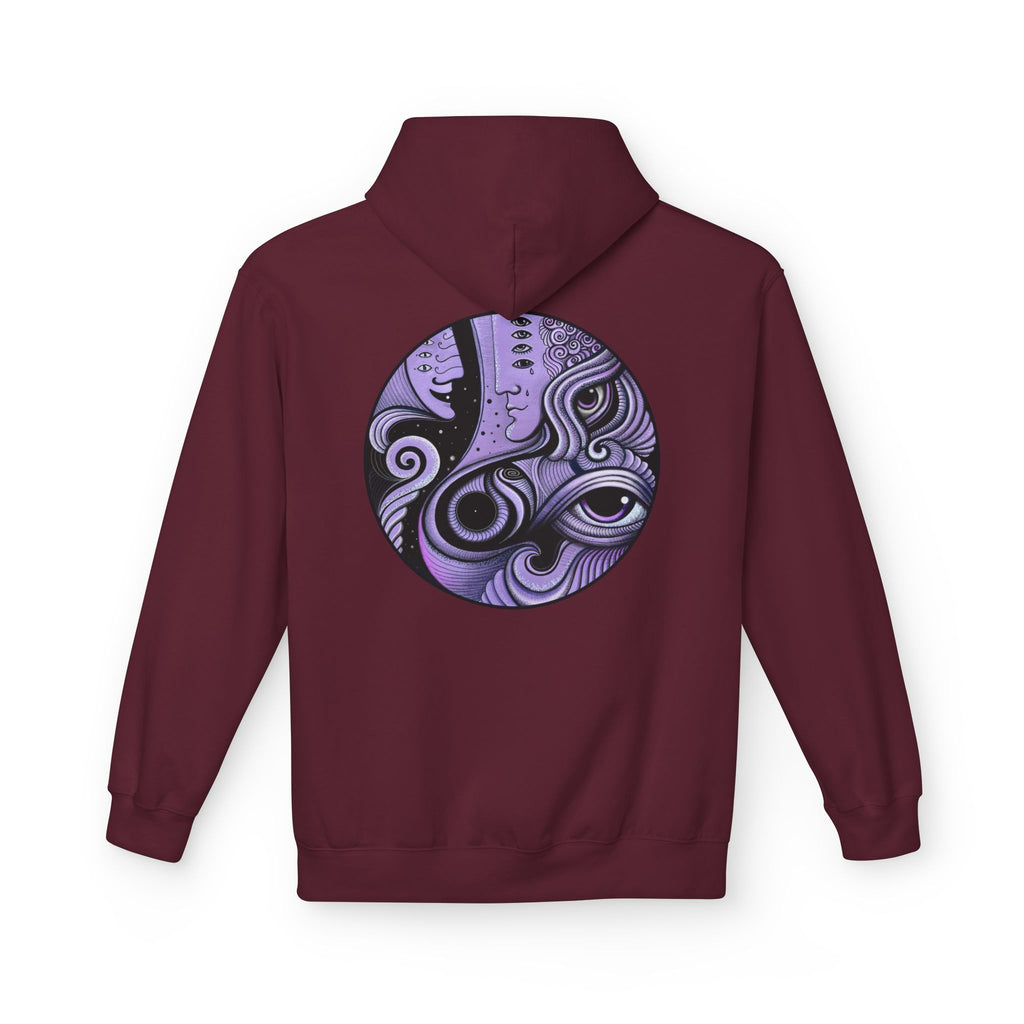 Purple Psychedelic Guitar Art Hoodie | Keyhole Front, Circular Back Design