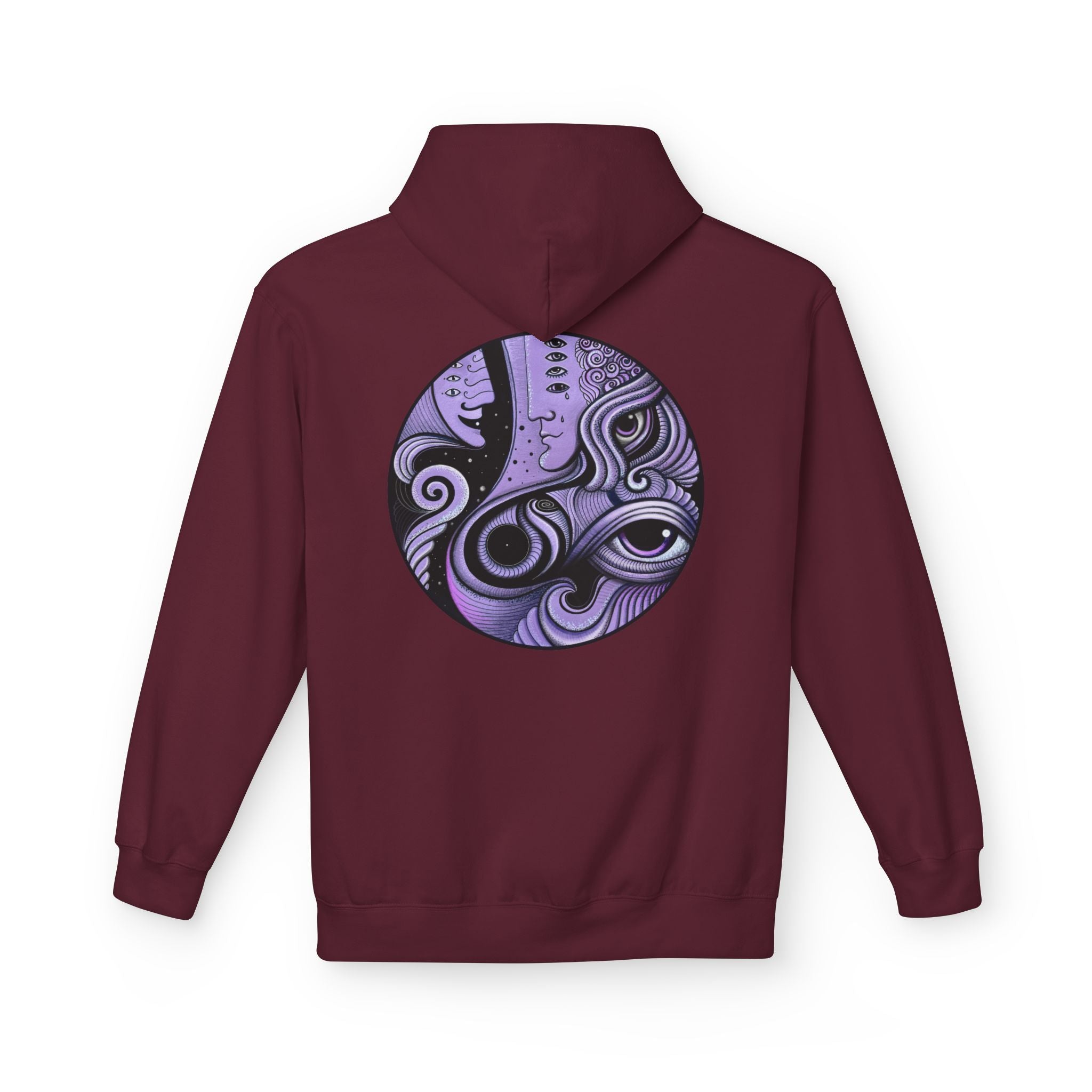 Purple Psychedelic Guitar Art Hoodie | Keyhole Front, Circular Back Design