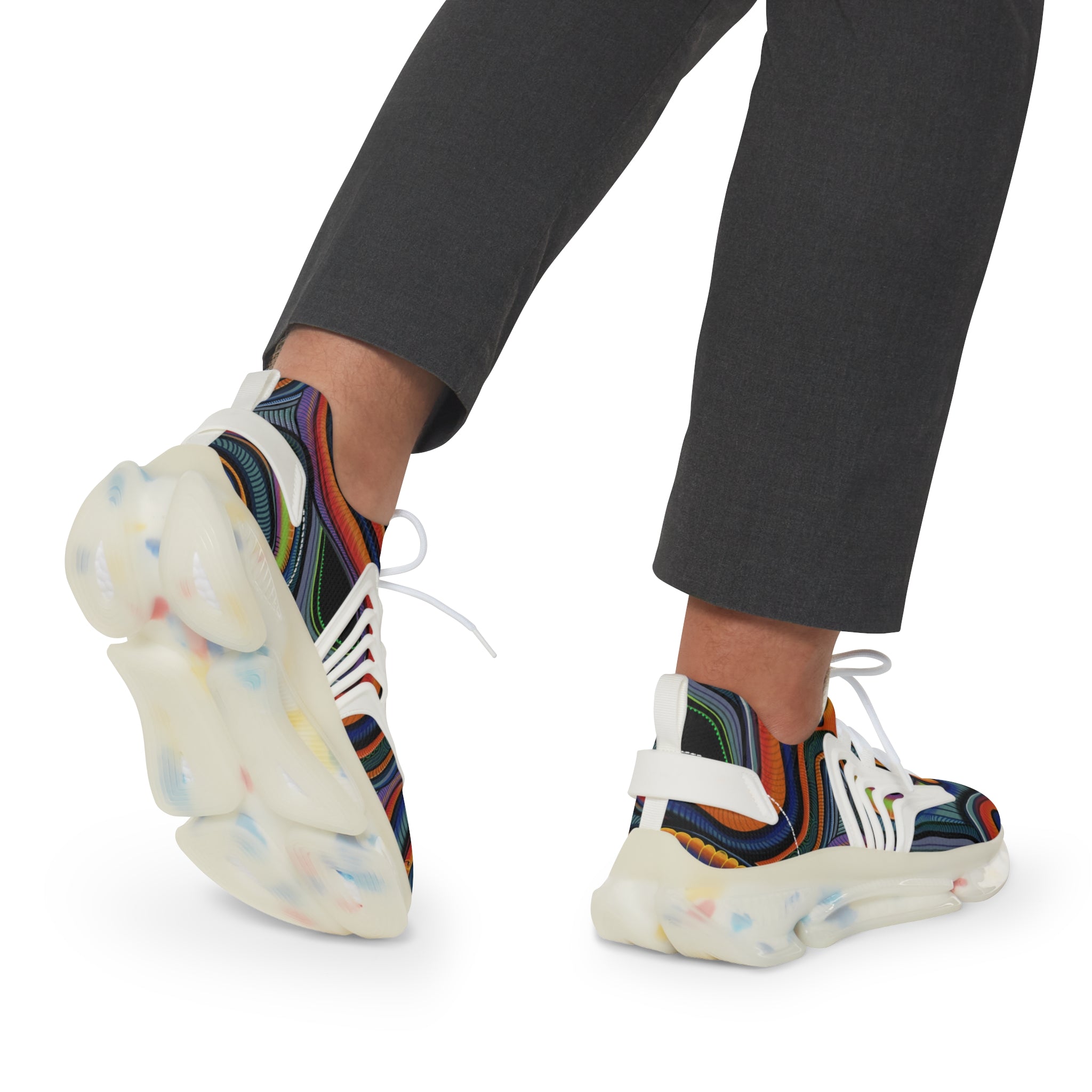 Men's Mesh Sneakers — Retro Psychedelic Swirl Athletic Shoes #lh963278